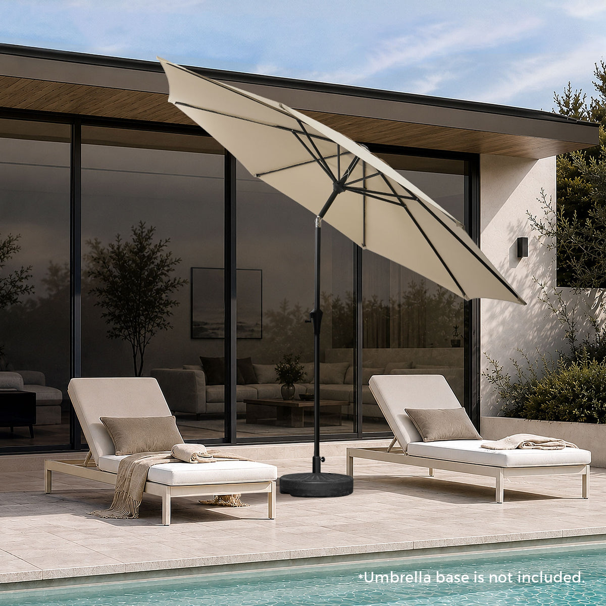 Livsip Outdoor Umbrella 3M Market Umbrellas Garden Shade with Tilt Beige
