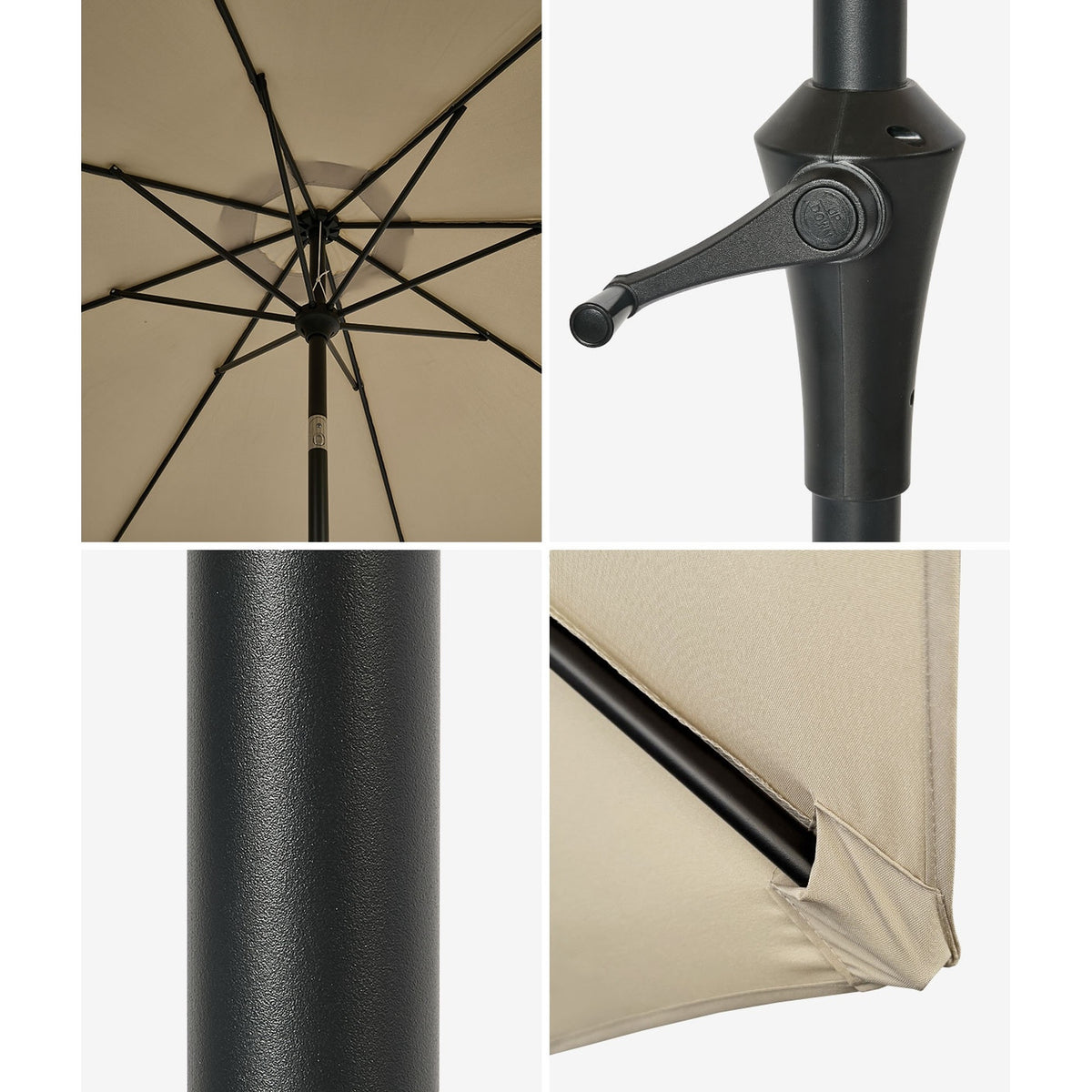 Livsip Outdoor Umbrella 3M Market Umbrellas Garden Shade with Tilt Beige