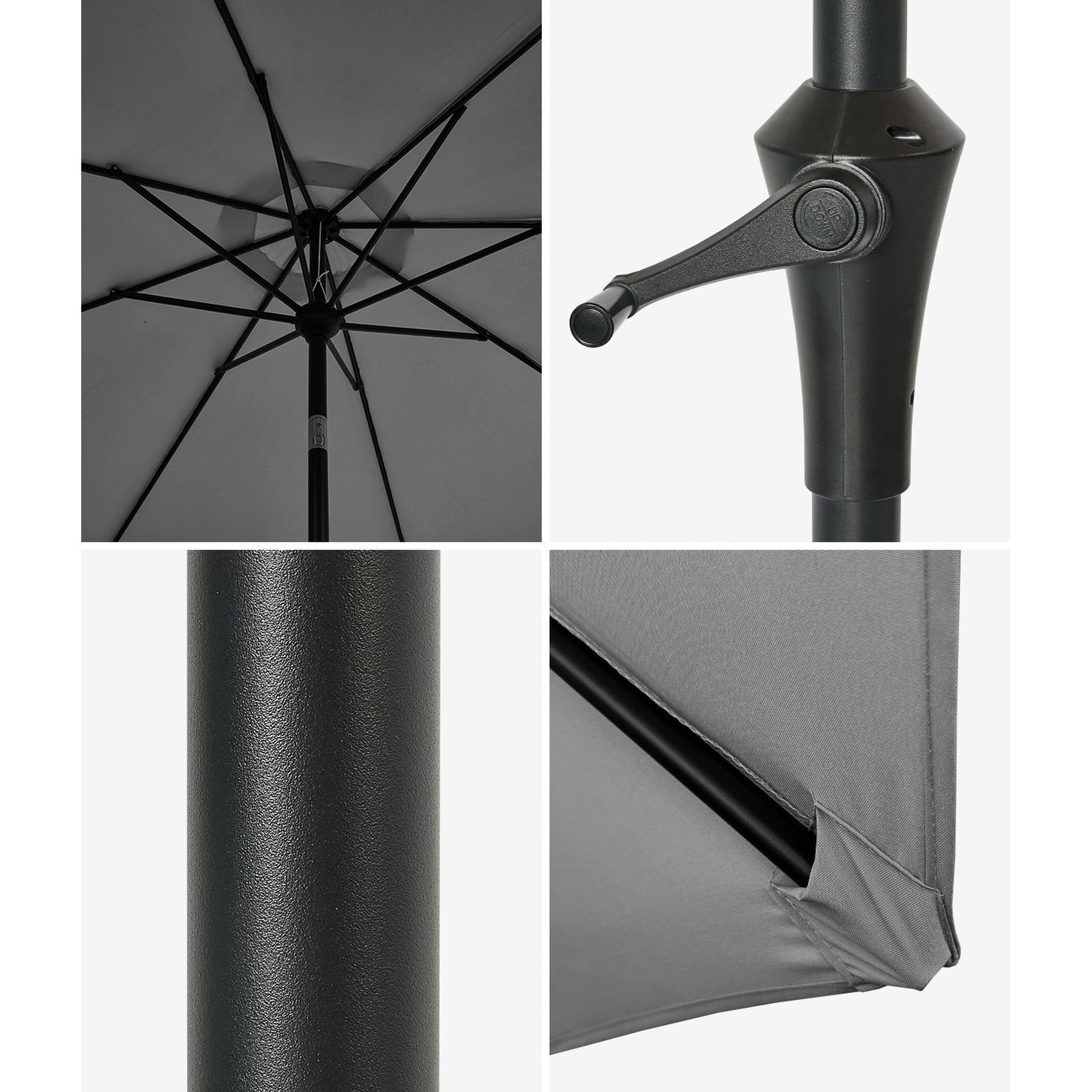 Livsip Outdoor Umbrella 3M Market Umbrellas Garden Shade with Tilt Charcoal
