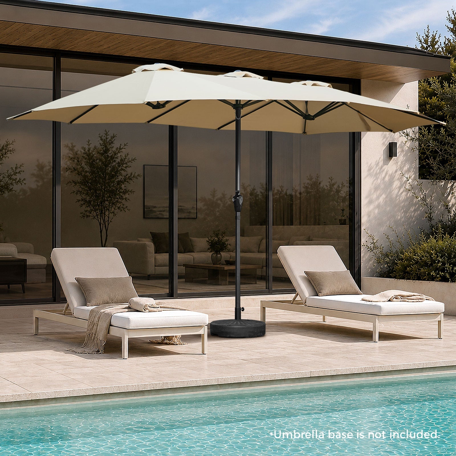 Livsip Outdoor Umbrella 4.52M Double-Sided Umbrellas Beach Sun Shade Beige