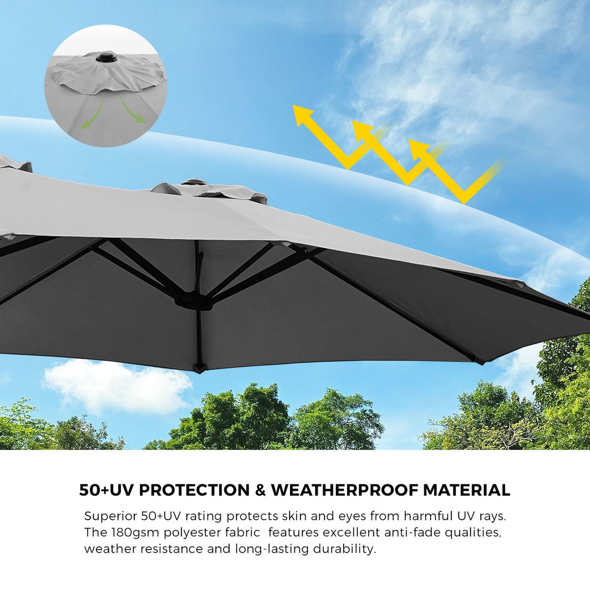 Livsip Outdoor Umbrella 4.52M Double-Sided Umbrellas Beach Sun Shade Charcoal
