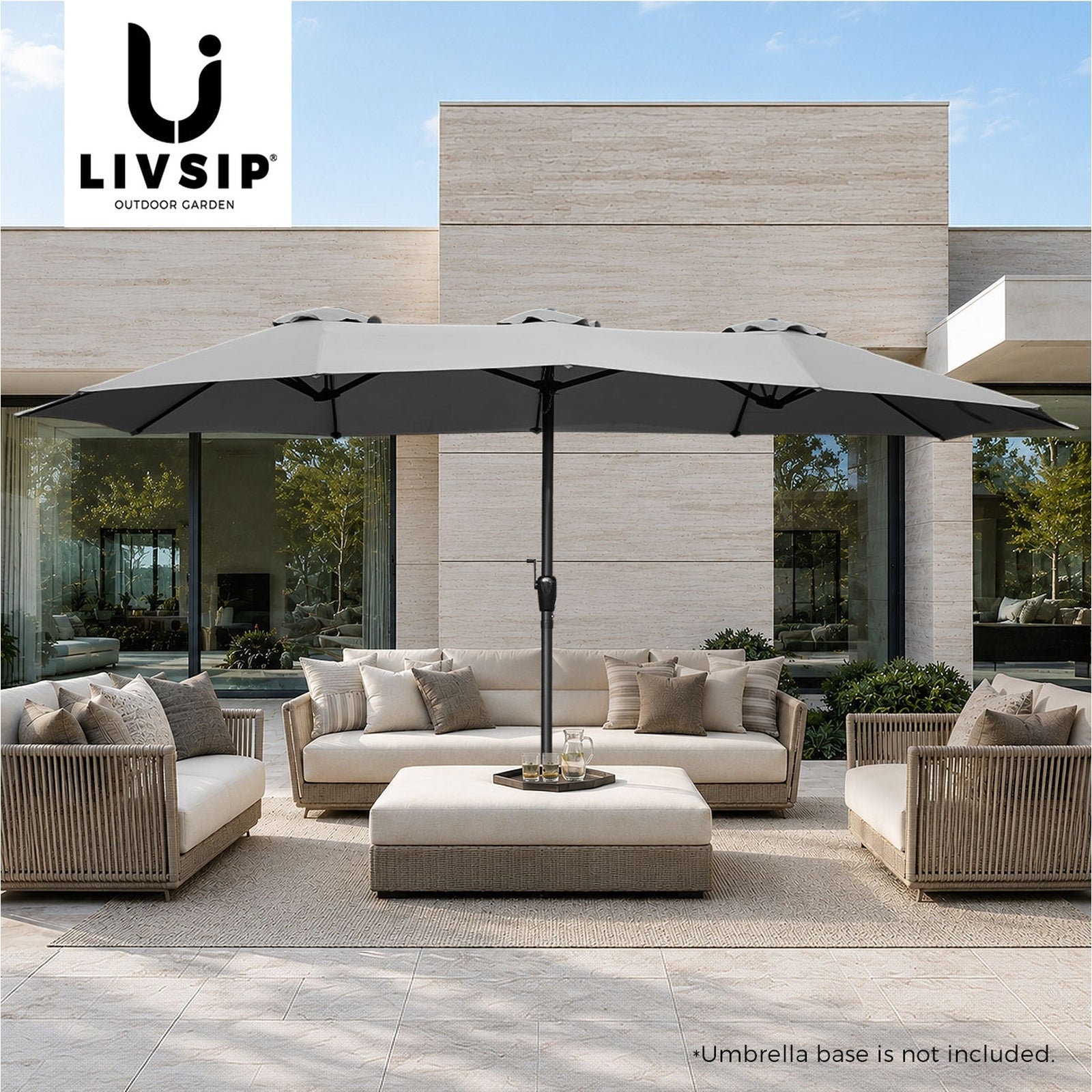 Livsip Outdoor Umbrella 4.52M Double-Sided Umbrellas Beach Sun Shade Charcoal