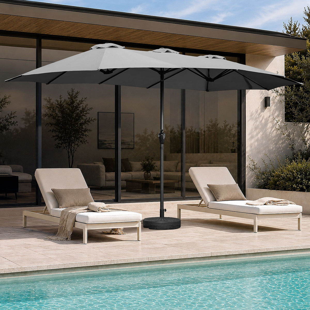 Livsip Outdoor Umbrella 4.52M Double-Sided Garden Shade with Base Charcoal