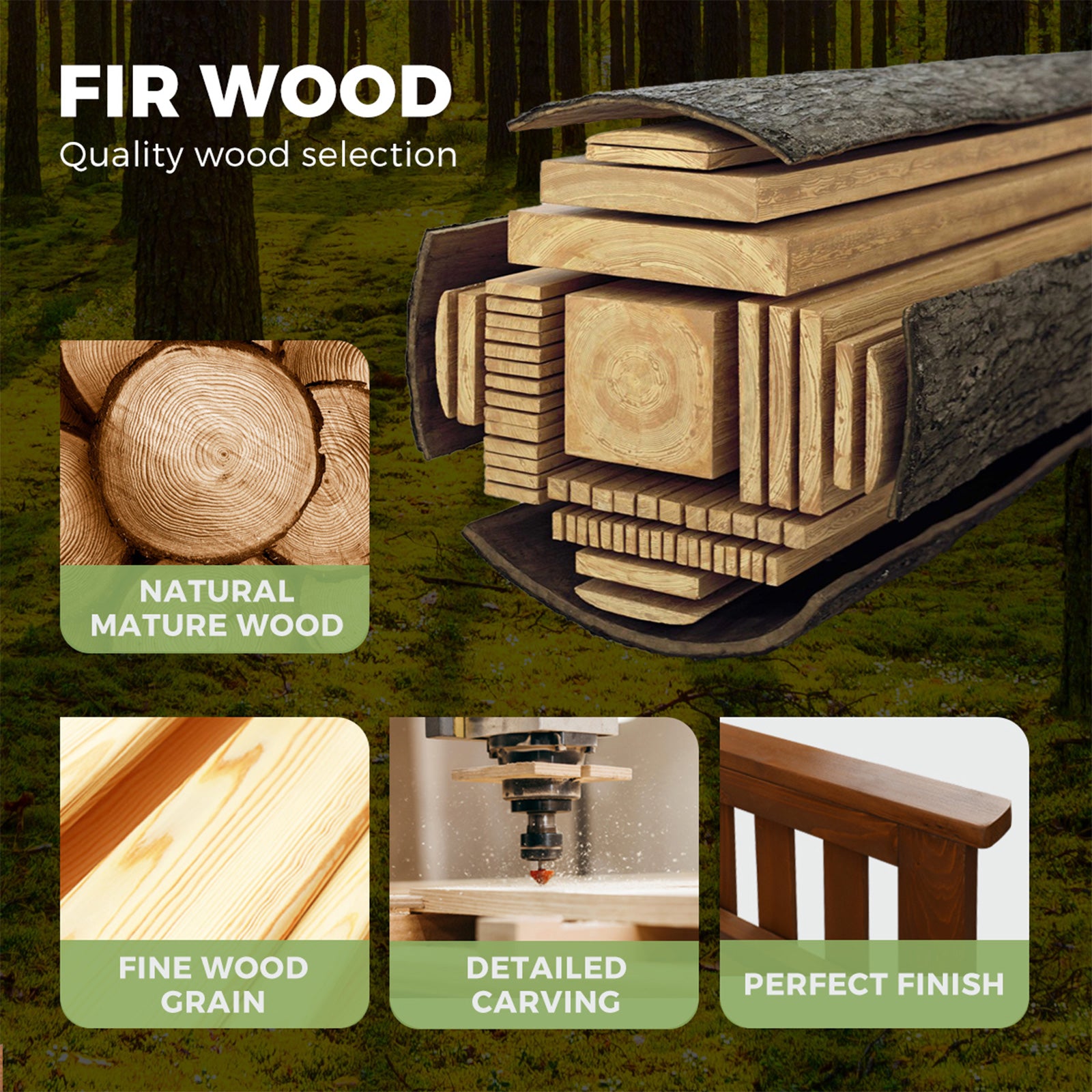 Livsip Wooden Garden Bench Table 2 Seater Loveseat Patio Chair Outdoor Furniture - Sunyee