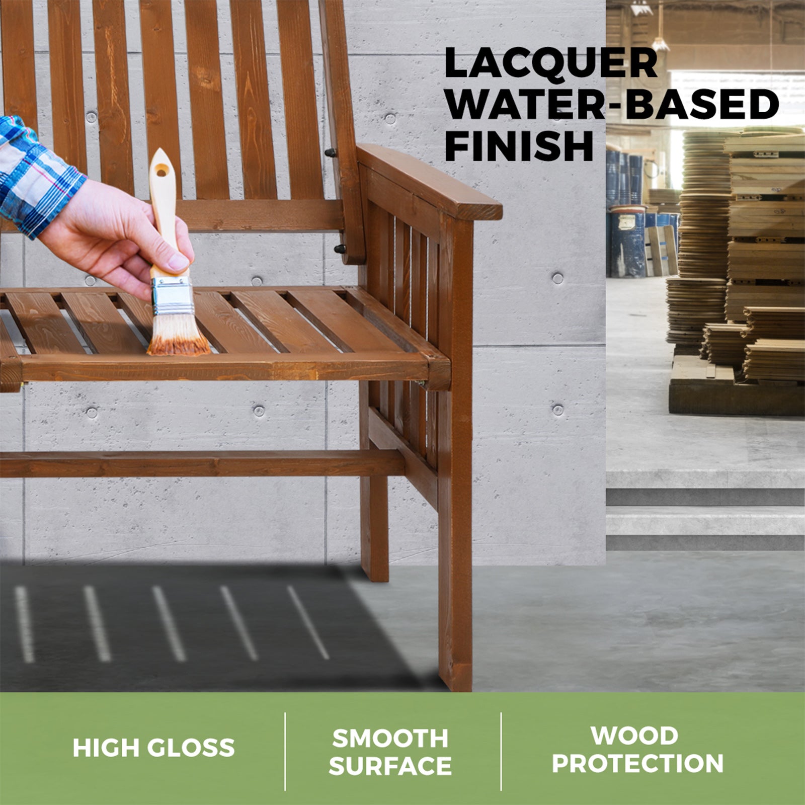 Livsip Wooden Garden Bench Table 2 Seater Loveseat Patio Chair Outdoor Furniture - Sunyee