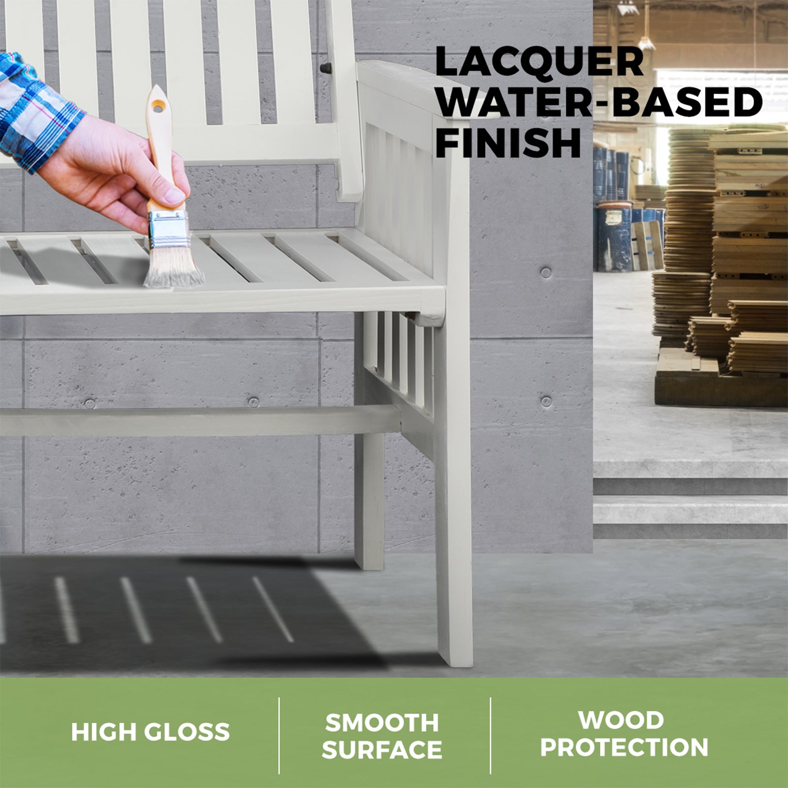 Livsip Wooden Garden Bench 2 Seat Table Loveseat Outdoor Patio Furniture White - Sunyee