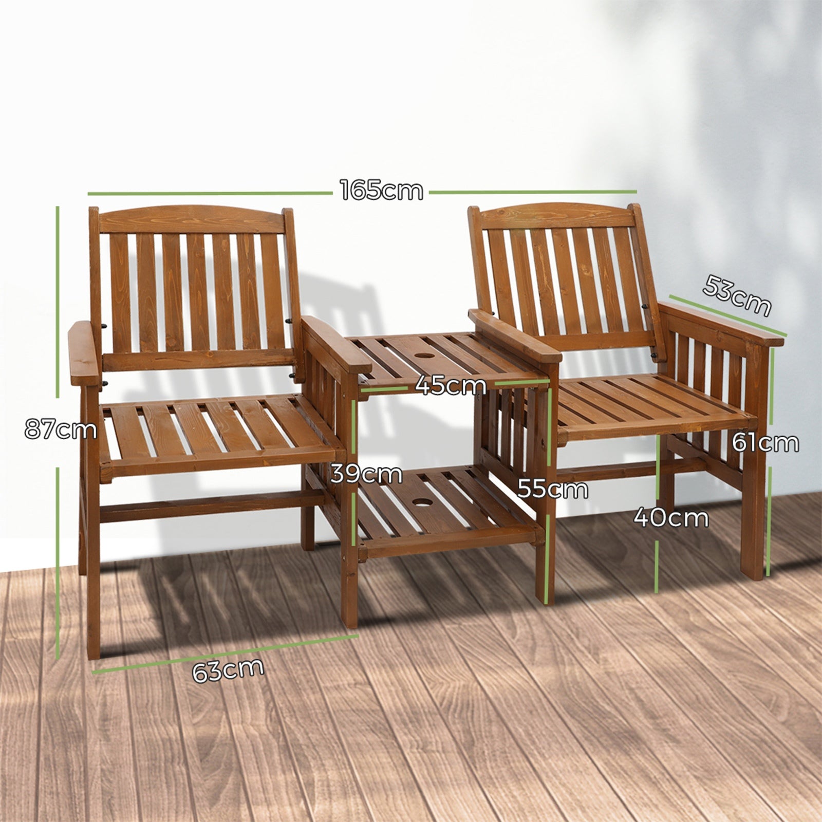 Livsip Wooden Garden Bench Chair Table Outdoor Seat Loveseat Patio Furniture - Sunyee