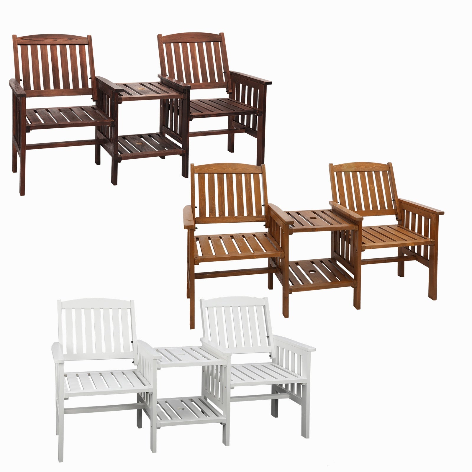 Livsip Wooden Garden Bench Chair Table Outdoor Seat Loveseat Patio Furniture - Sunyee