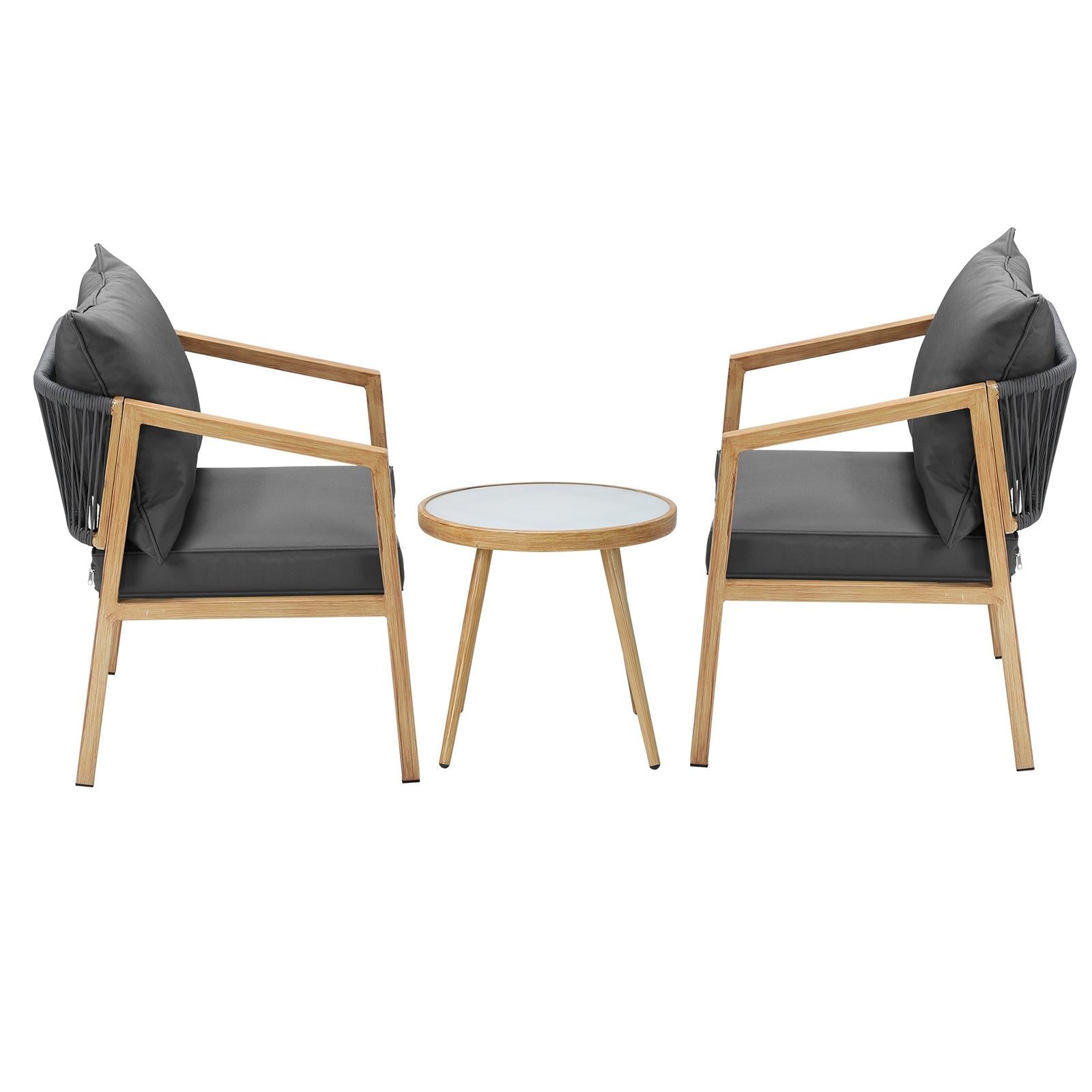 Livsip Outdoor Bistro Set Dining Chairs Table Patio Furniture Setting 3 Piece - Sunyee