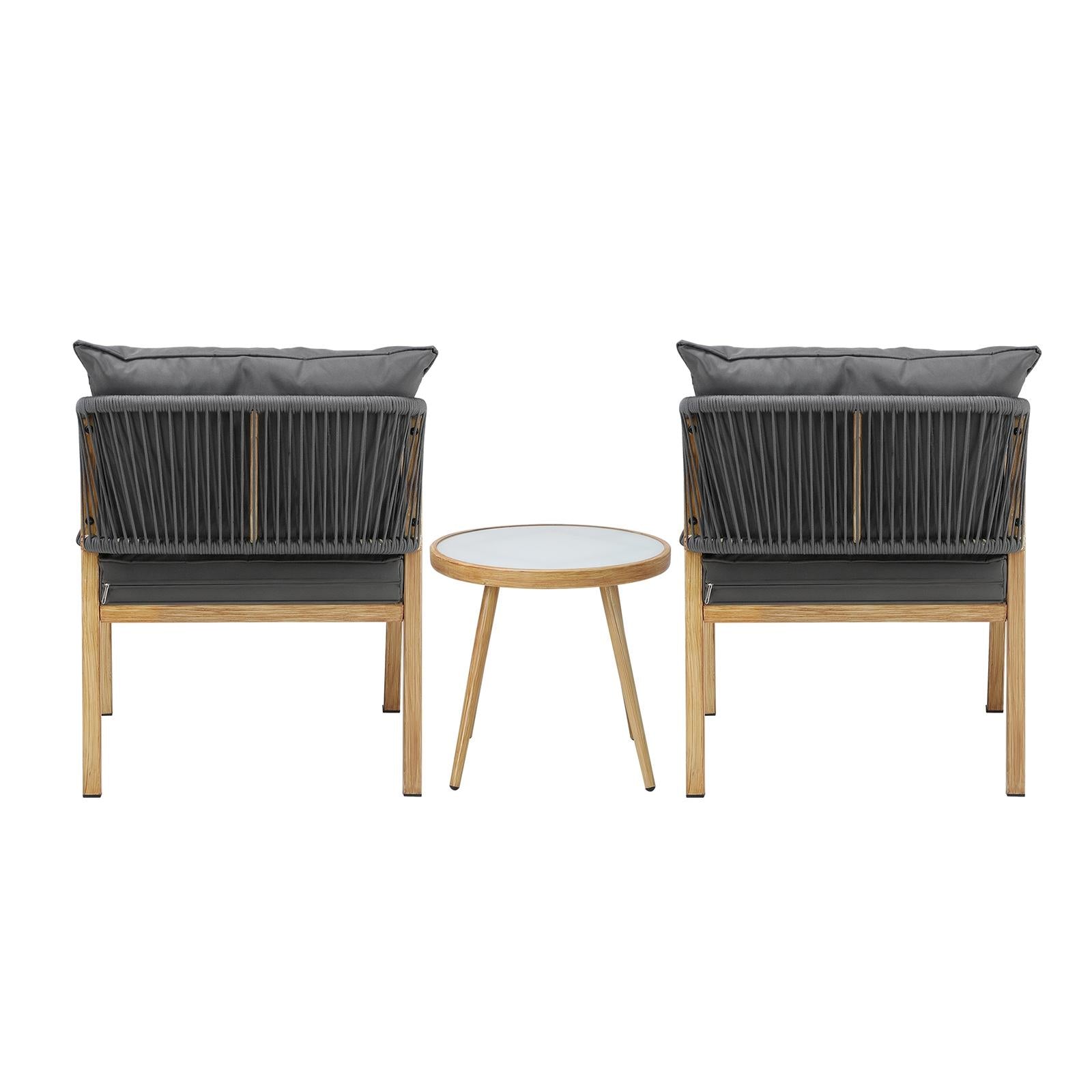 Livsip Outdoor Bistro Set Dining Chairs Table Patio Furniture Setting 3 Piece - Sunyee