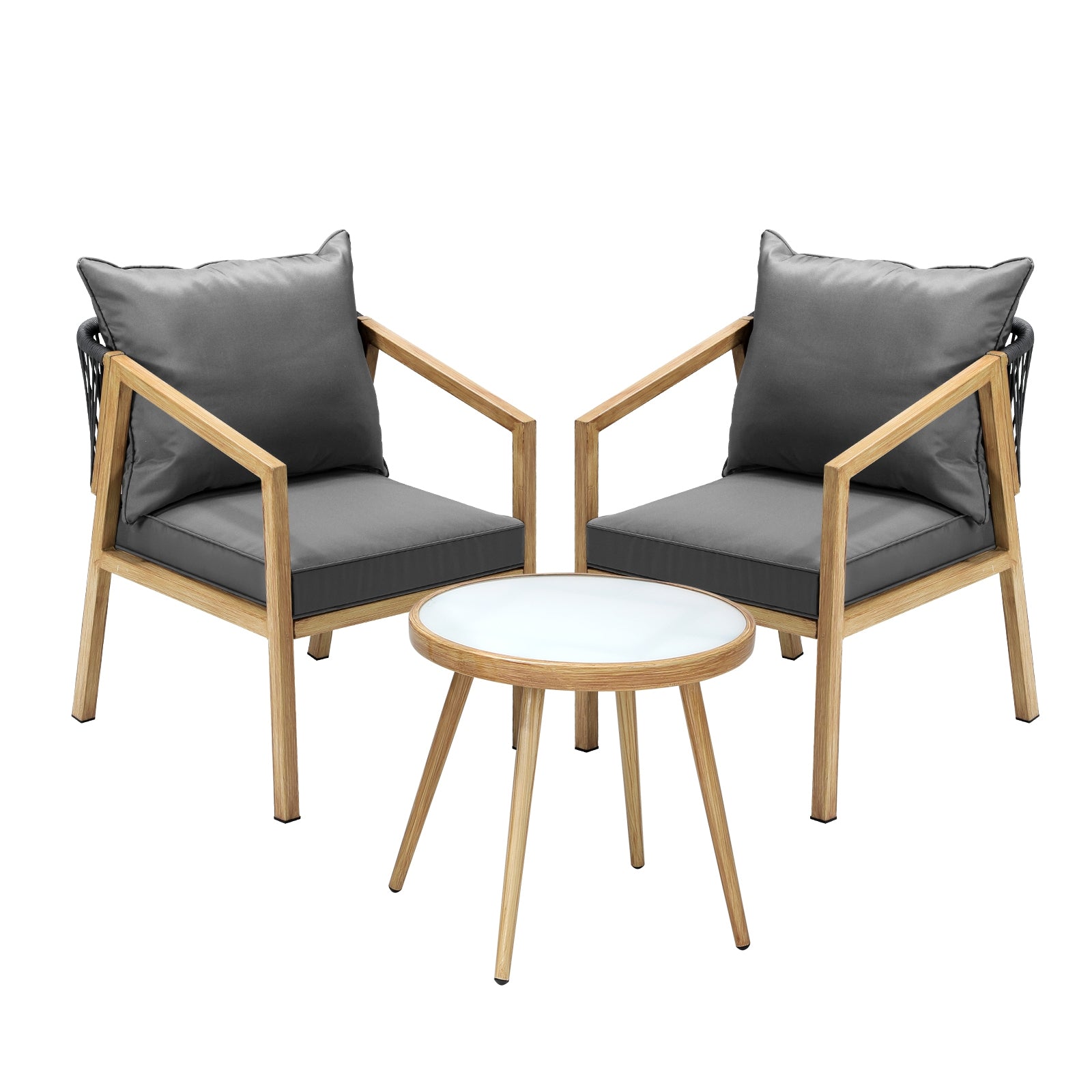 Livsip Outdoor Bistro Set Dining Chairs Table Patio Furniture Setting 3 Piece - Sunyee