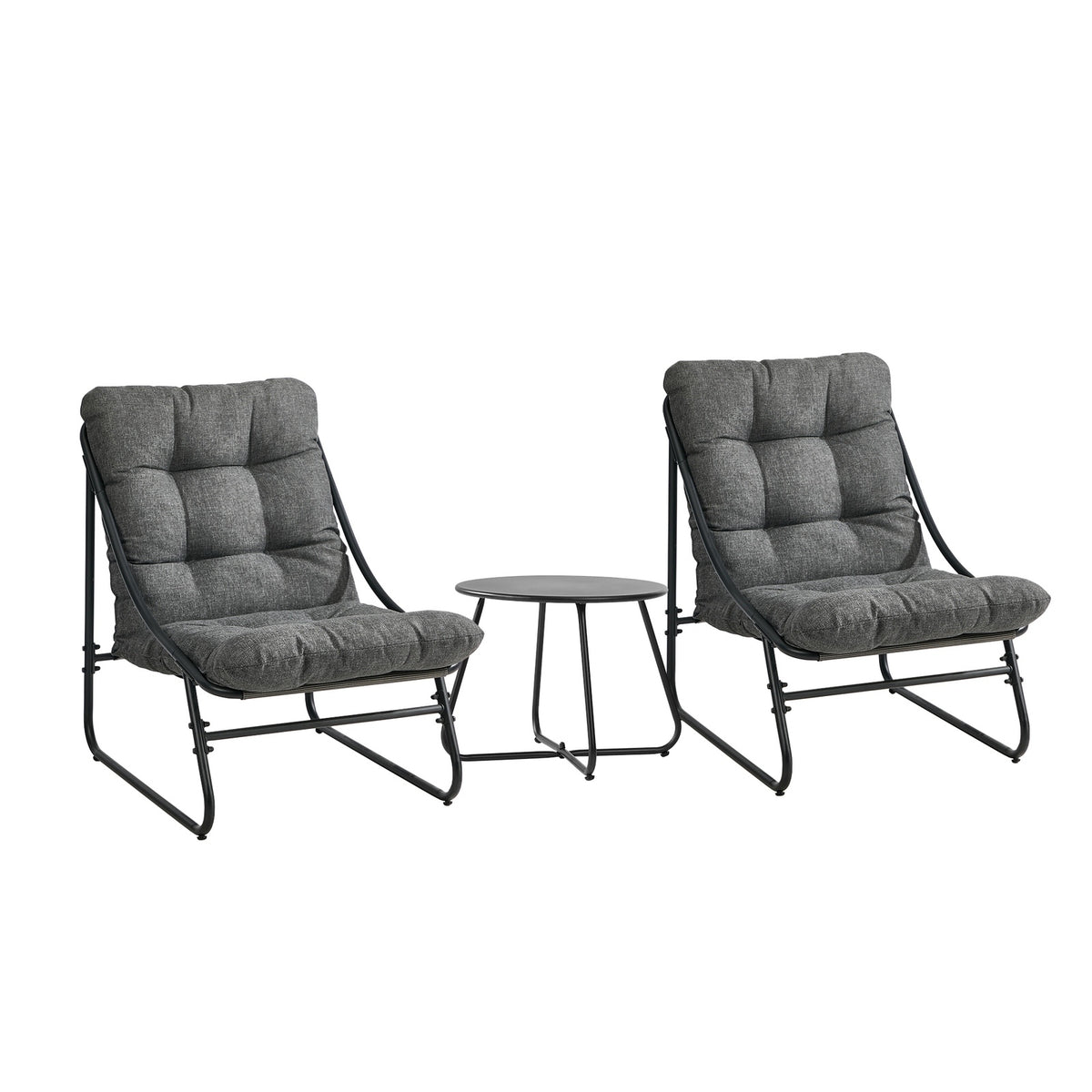 Livsip 3 Pieces Outdoor Patio Set Chair Table Lounge Setting Textilene Grey