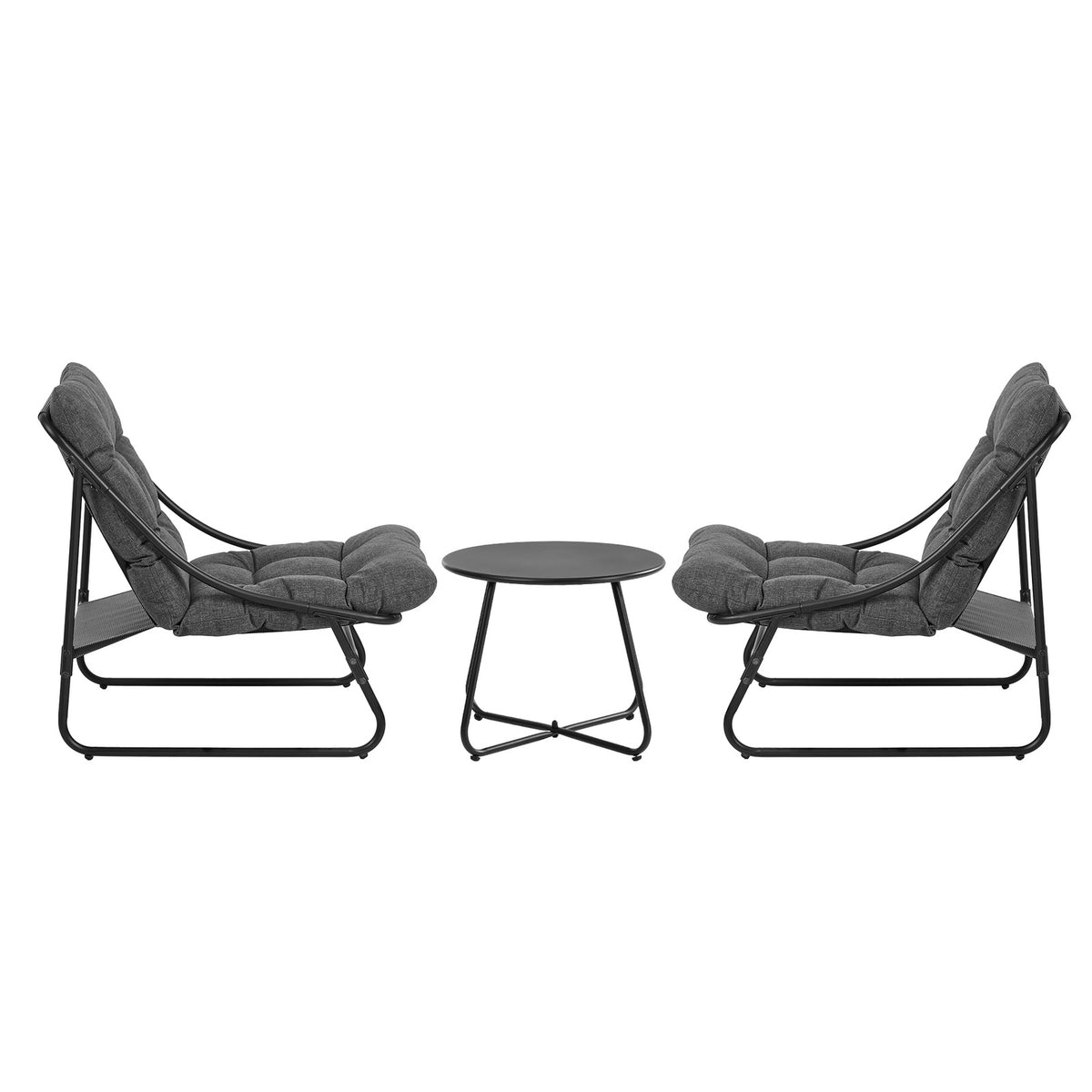 Livsip 3 Pieces Outdoor Patio Set Chair Table Lounge Setting Textilene Grey