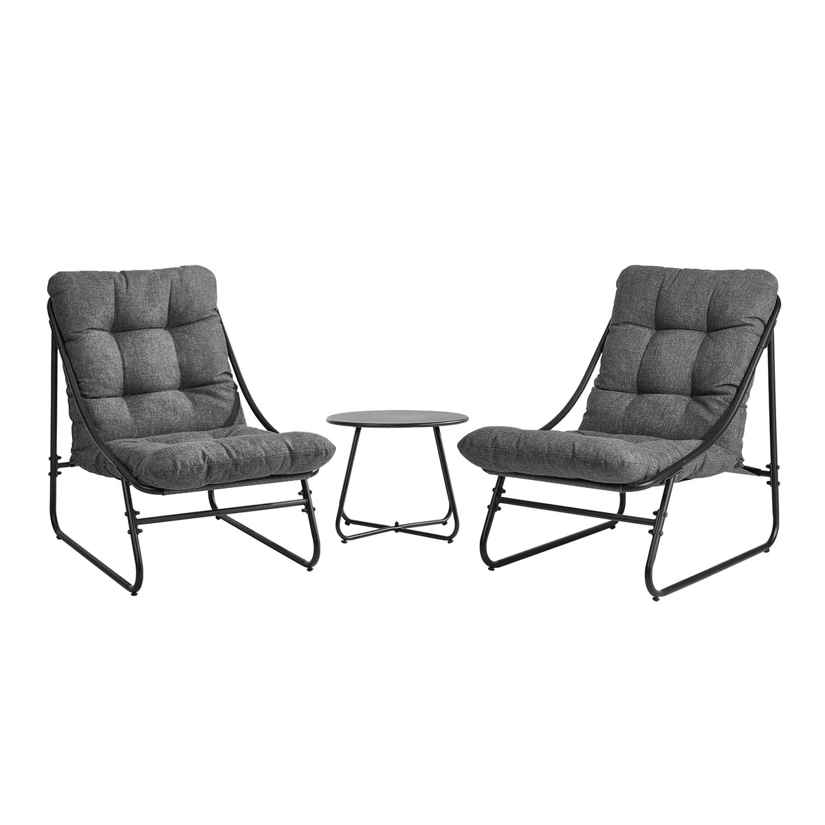 Livsip 3 Pieces Outdoor Patio Set Chair Table Lounge Setting Textilene Grey