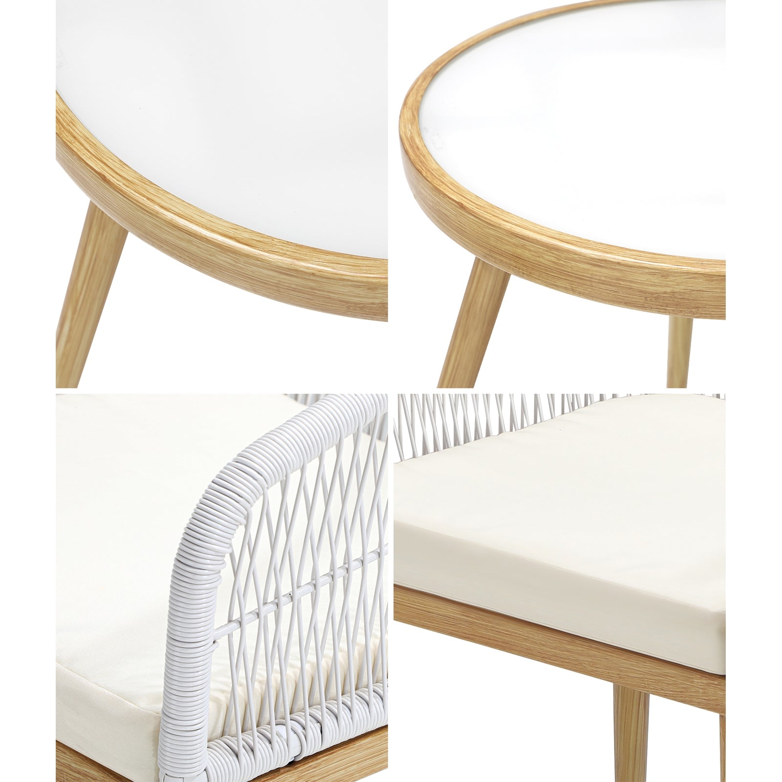 Livsip 3PCS Outdoor Furniture Lounge Setting Dining Table Chair Patio Bistro Set - Sunyee