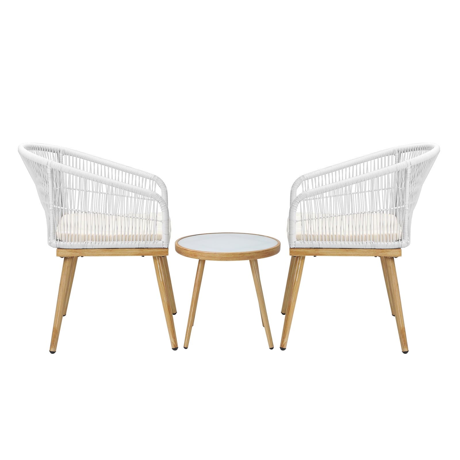 Livsip 3PCS Outdoor Furniture Lounge Setting Dining Table Chair Patio Bistro Set - Sunyee