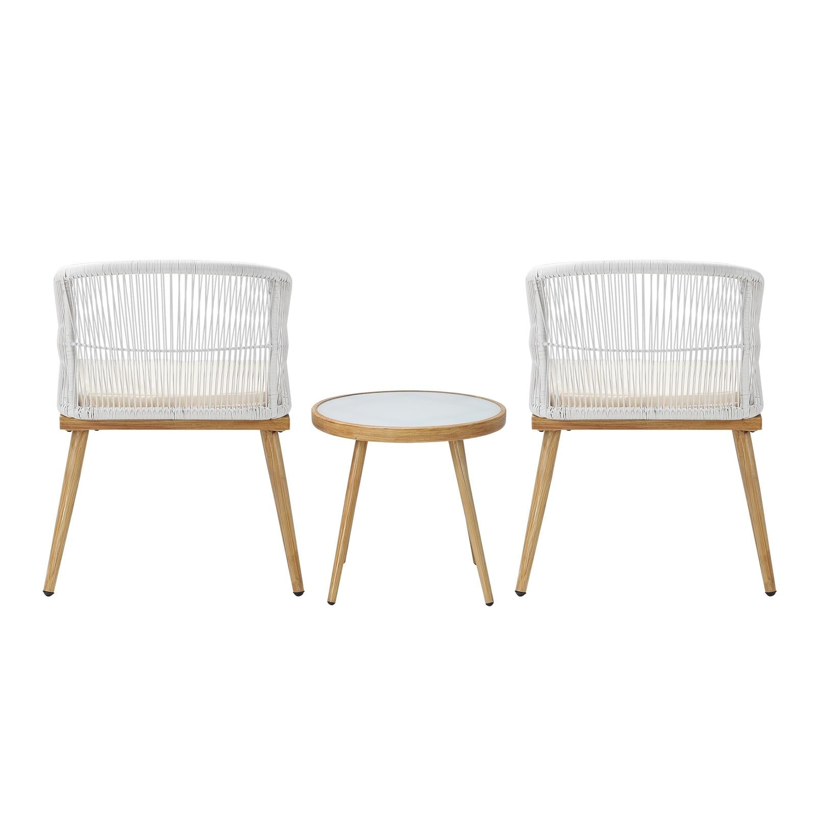 Livsip 3PCS Outdoor Furniture Lounge Setting Dining Table Chair Patio Bistro Set - Sunyee