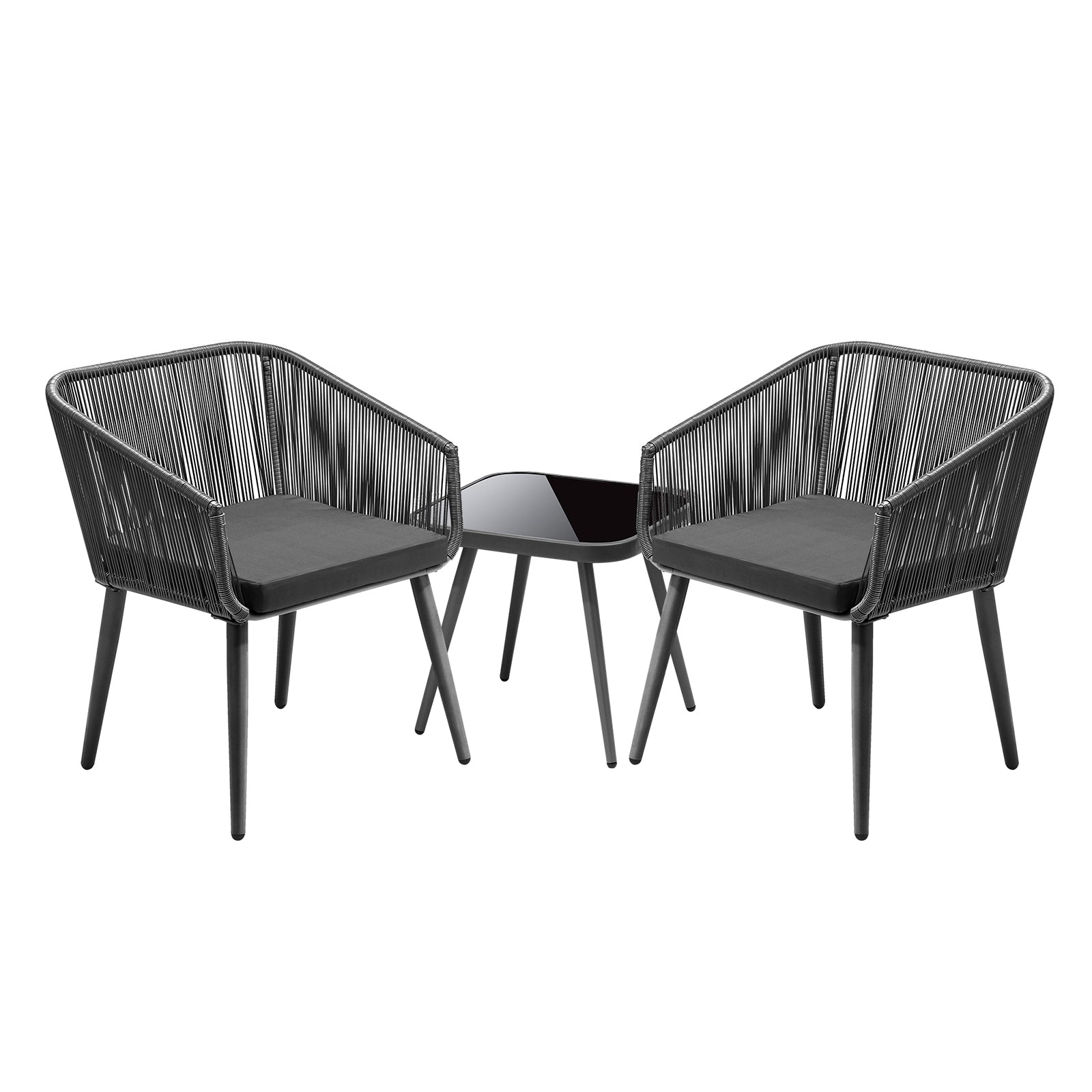 Livsip Outdoor Furniture 3 Piece Lounge Setting Chairs Side Table Bistro Set Pat - Sunyee