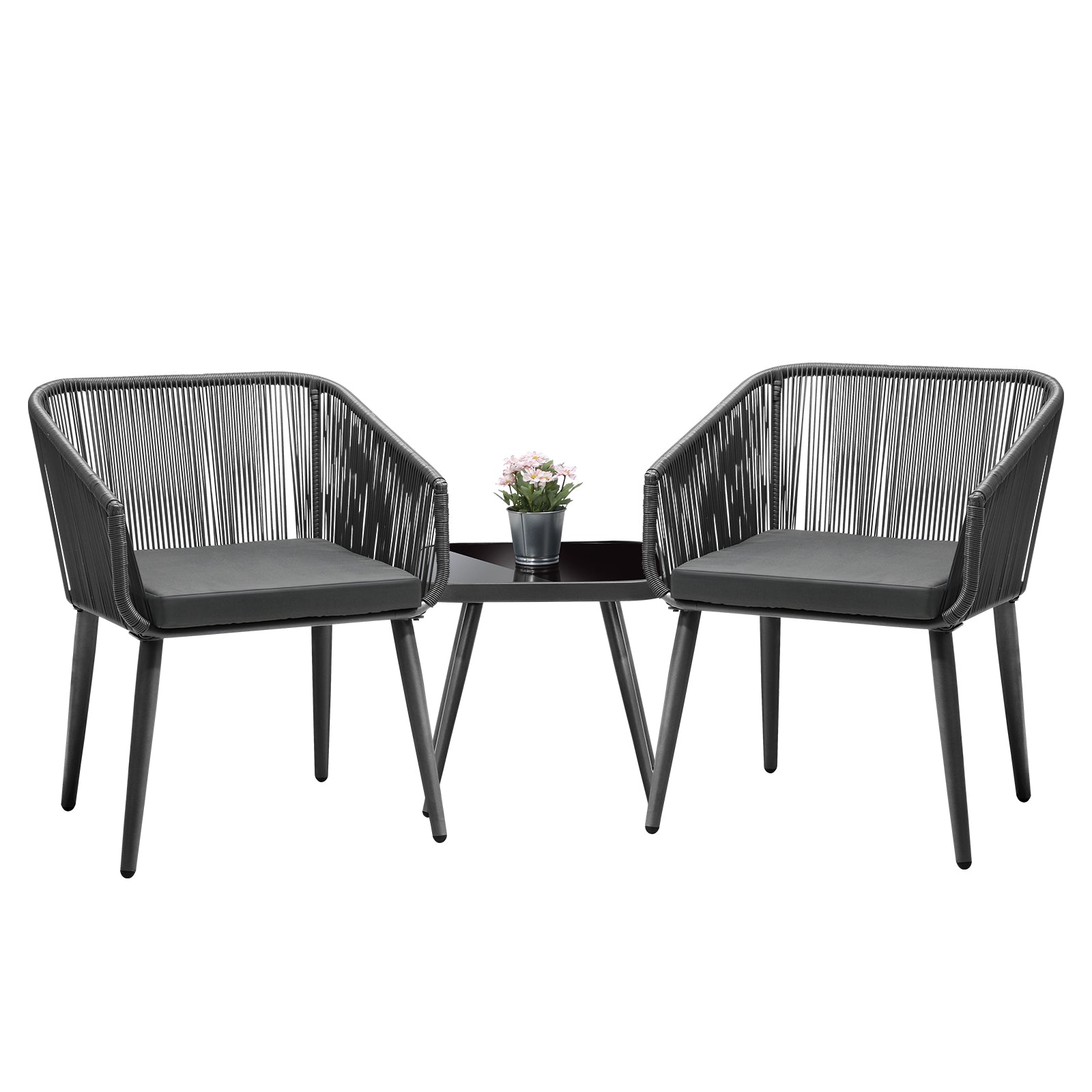 Livsip Outdoor Furniture 3 Piece Lounge Setting Chairs Side Table Bistro Set Pat - Sunyee