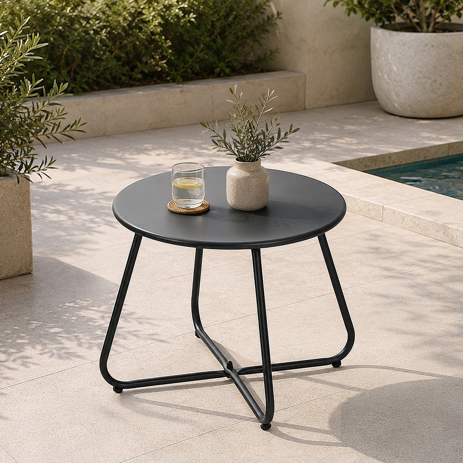 Livsip 3 Pieces Outdoor Patio Set Rocking Chair Table Textilene Lounge Grey
