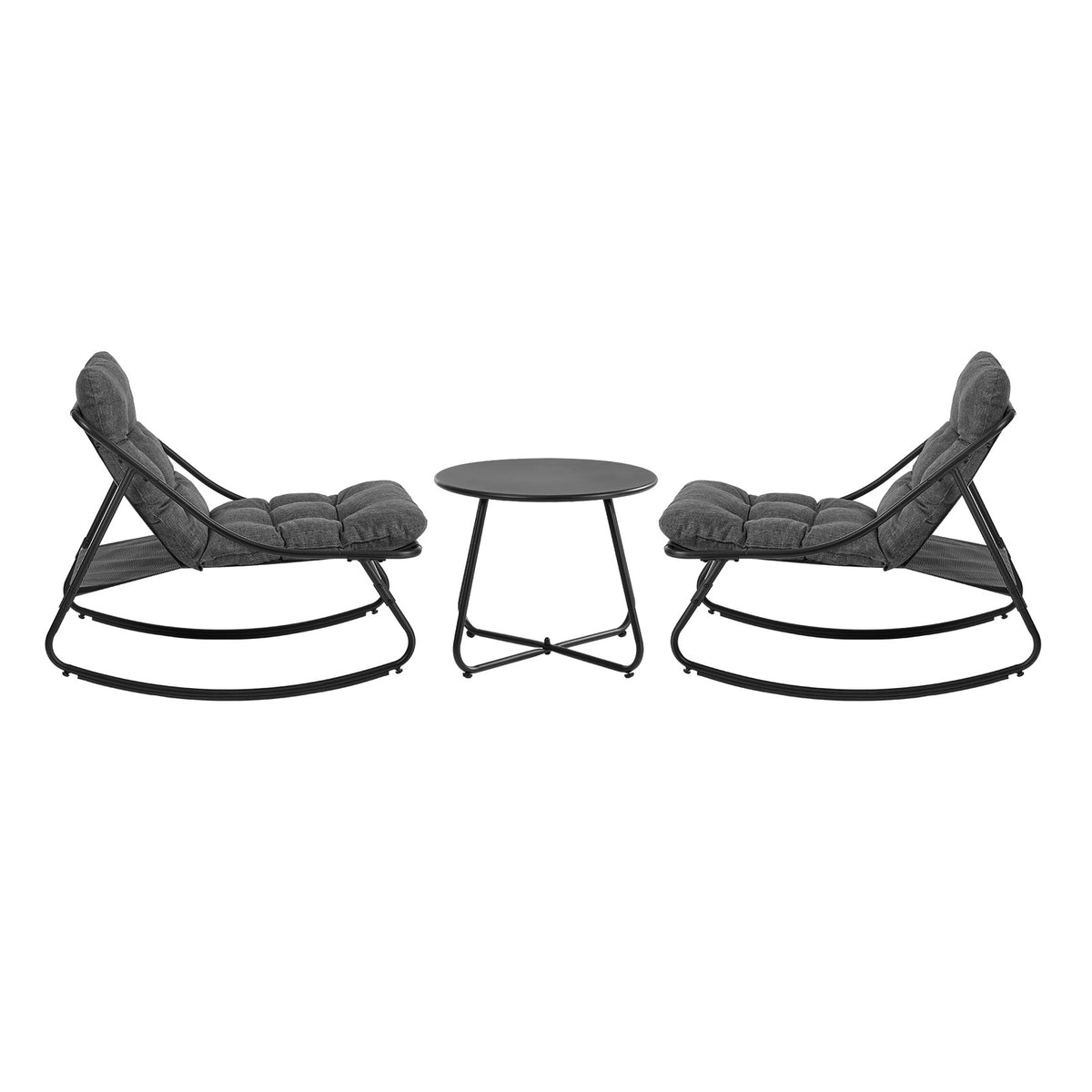 Livsip 3 Pieces Outdoor Patio Set Rocking Chair Table Textilene Lounge Grey
