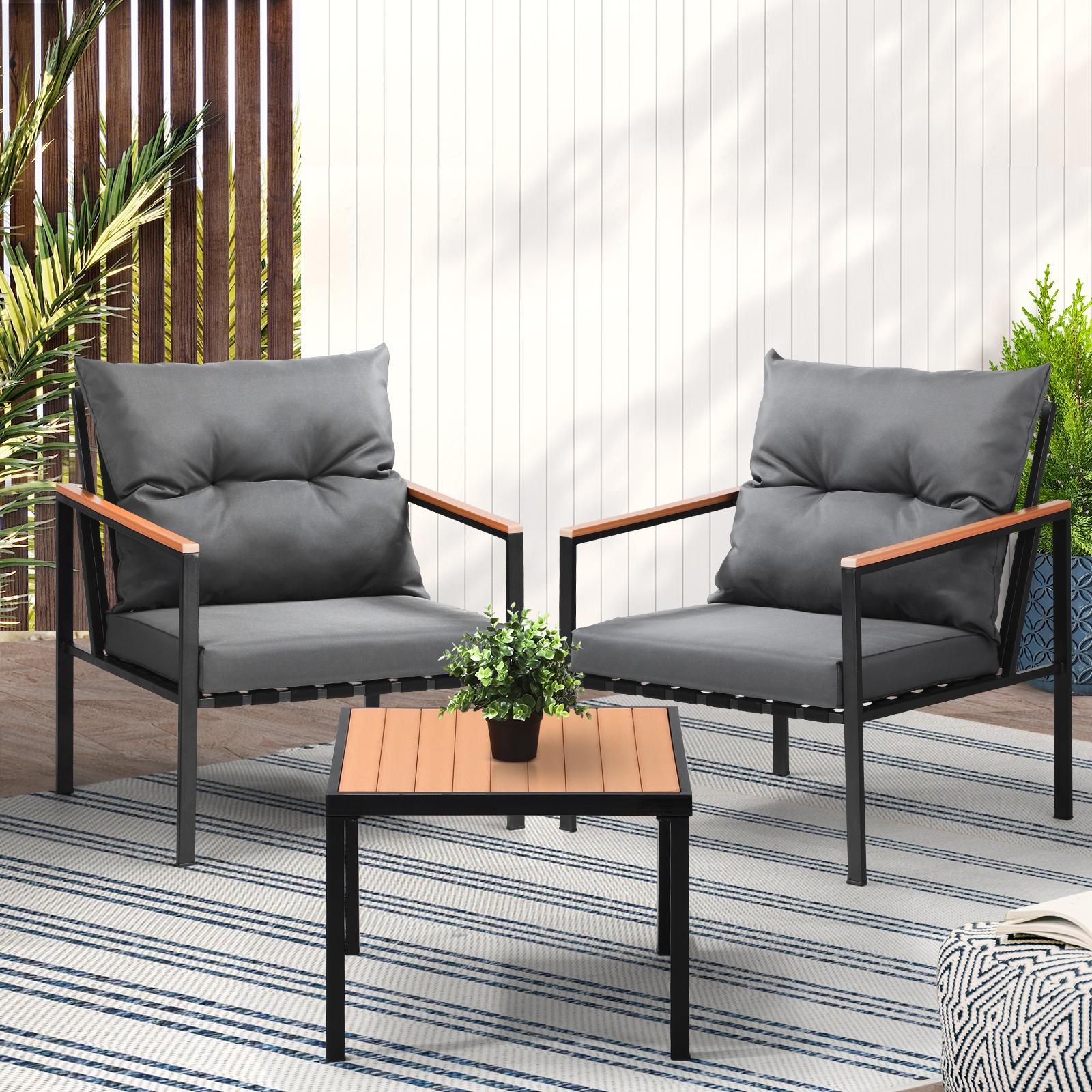 Livsip 3PCS Outdoor Furniture Lounge Setting Sofa Chairs Patio Dining Bistro Set - Sunyee