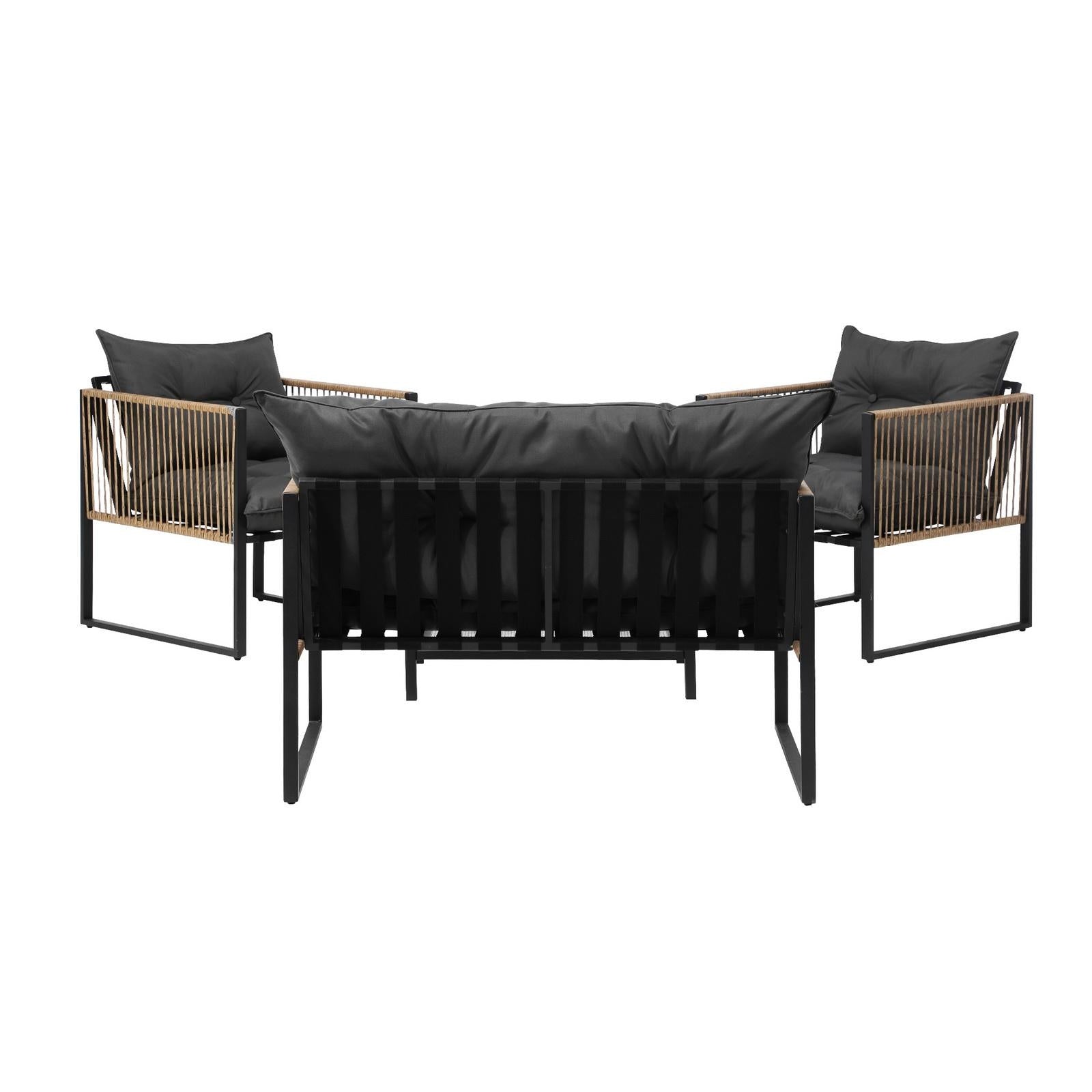 Livsip 4 Piece Outdoor Furniture Setting Garden Patio Lounge Sofa Table Chairs - Sunyee