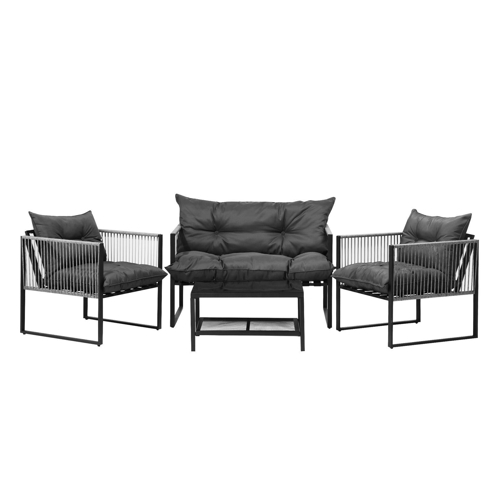 Livsip 4 Piece Outdoor Furniture Setting Garden Patio Lounge Sofa Chairs Grey - Sunyee