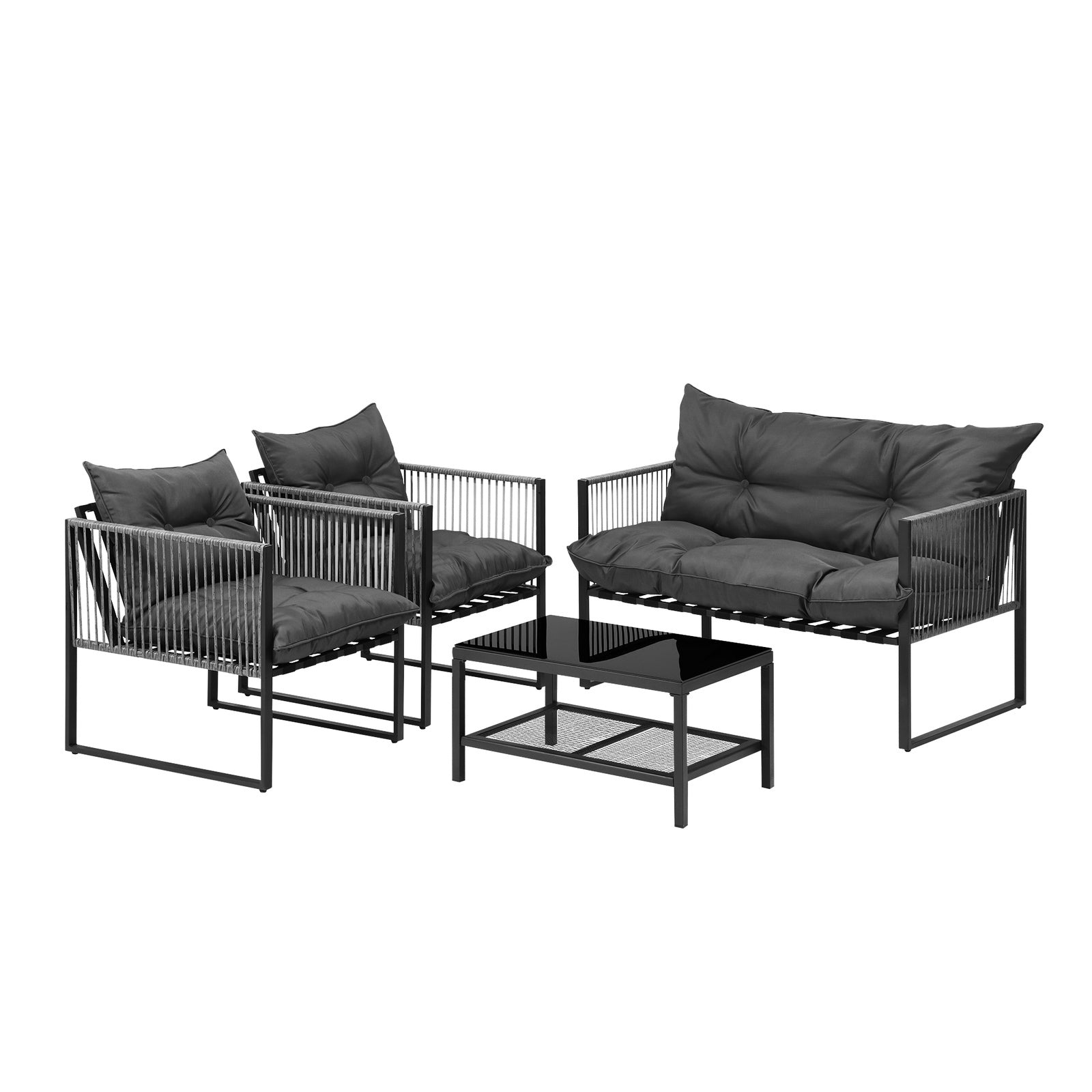 Livsip 4 Piece Outdoor Furniture Setting Garden Patio Lounge Sofa Chairs Grey - Sunyee