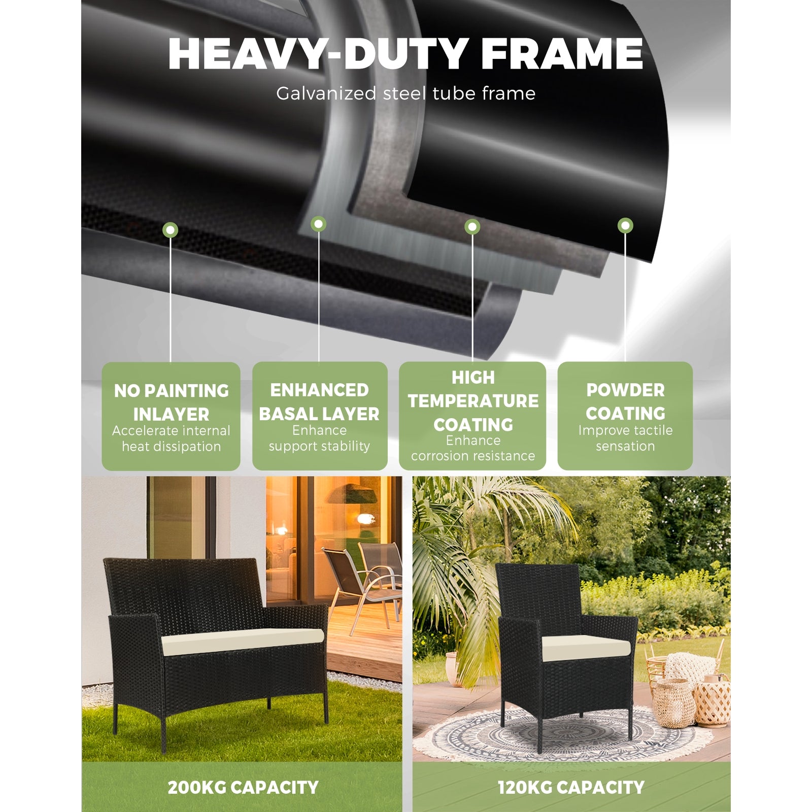 Livsip Garden Outdoor Lounge Setting 4PCS Wicker Sofa Set Patio Furniture Sets - Sunyee