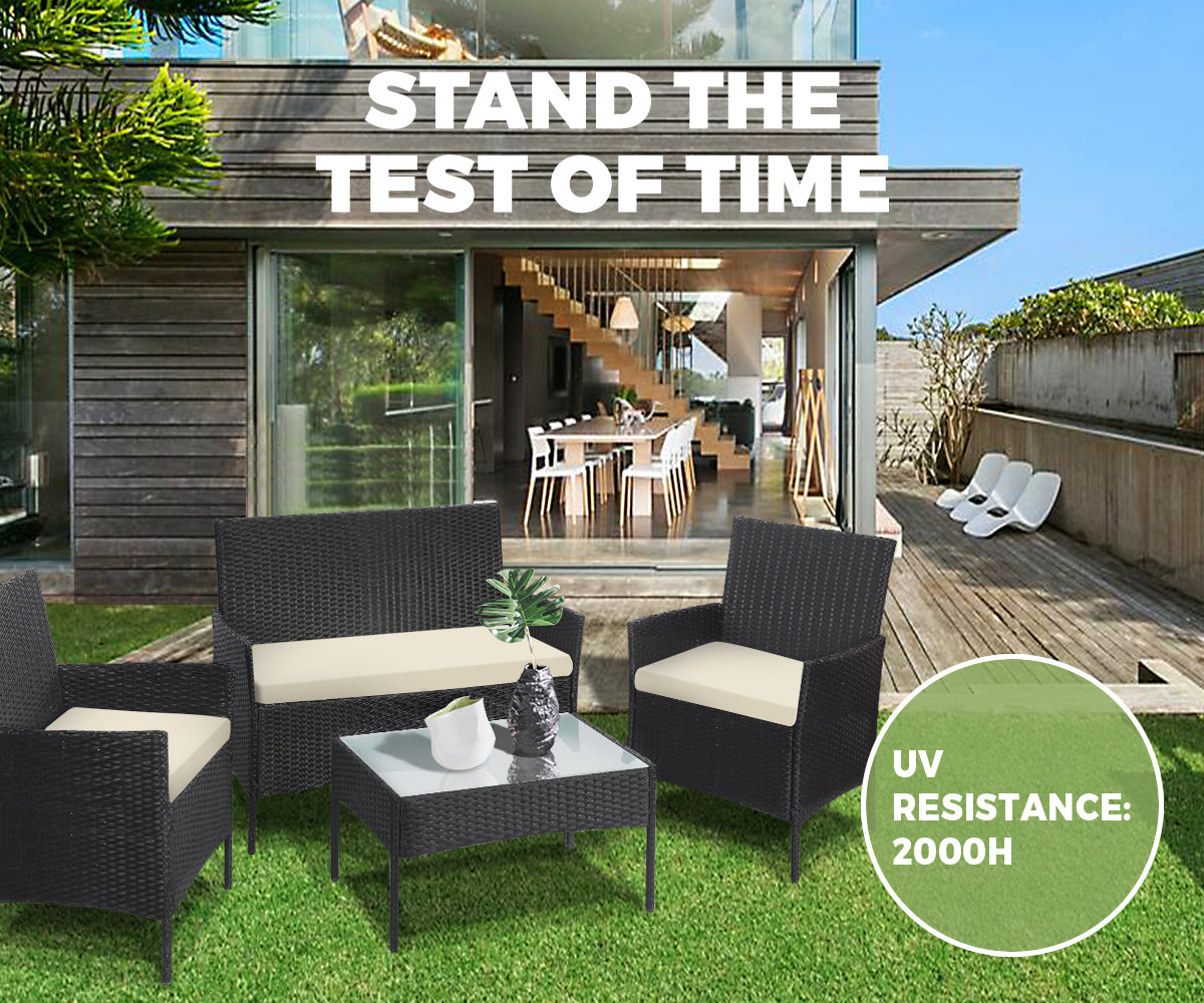 Livsip Garden Outdoor Lounge Setting 4PCS Wicker Sofa Set Patio Furniture Sets - Sunyee