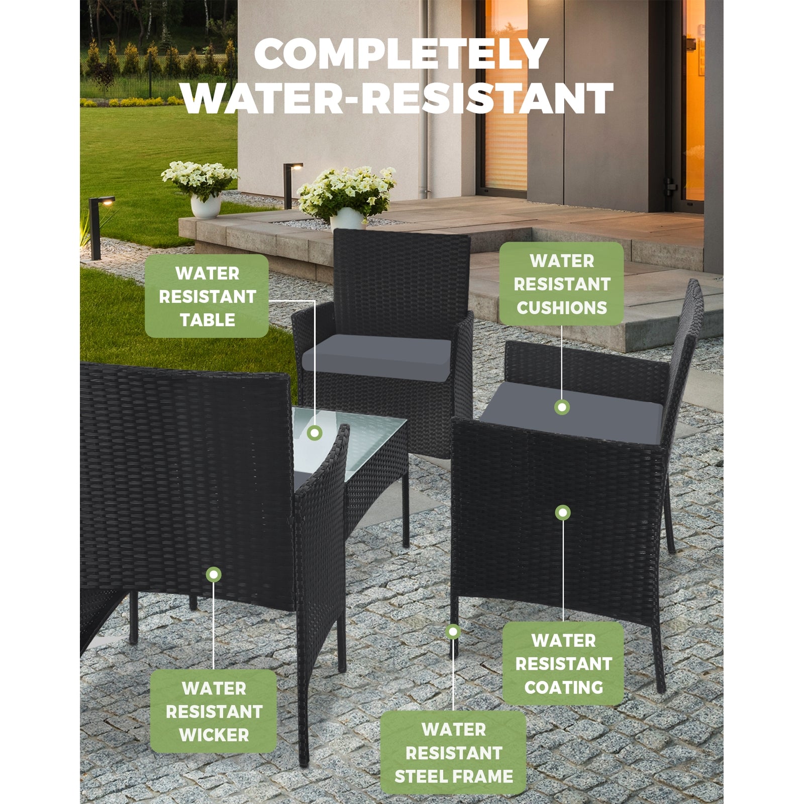 Livsip Garden 4PCS Outdoor Furniture Setting Patio Wicker Table Chair Lounge Set - Sunyee