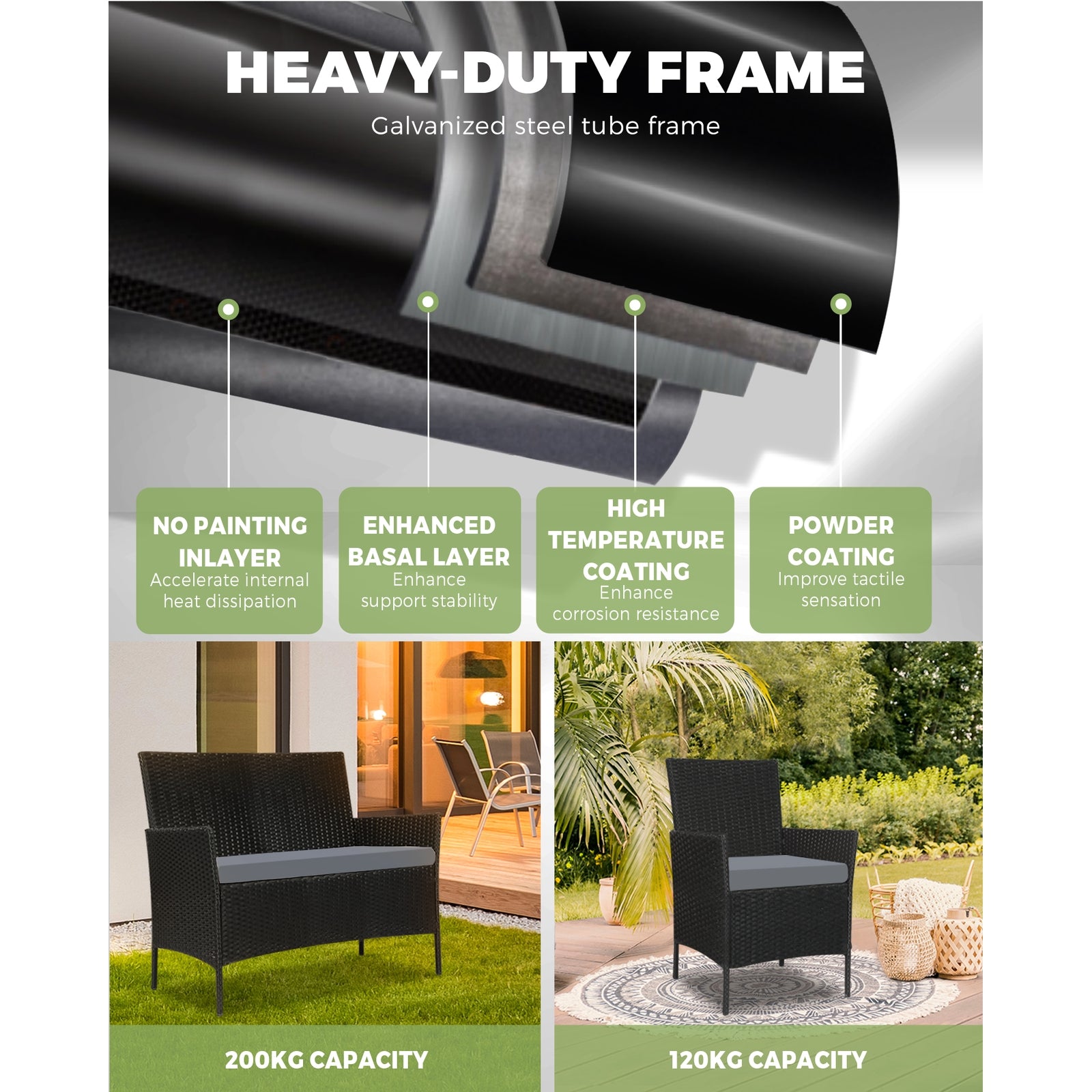 Livsip Garden 4PCS Outdoor Furniture Setting Patio Wicker Table Chair Lounge Set - Sunyee