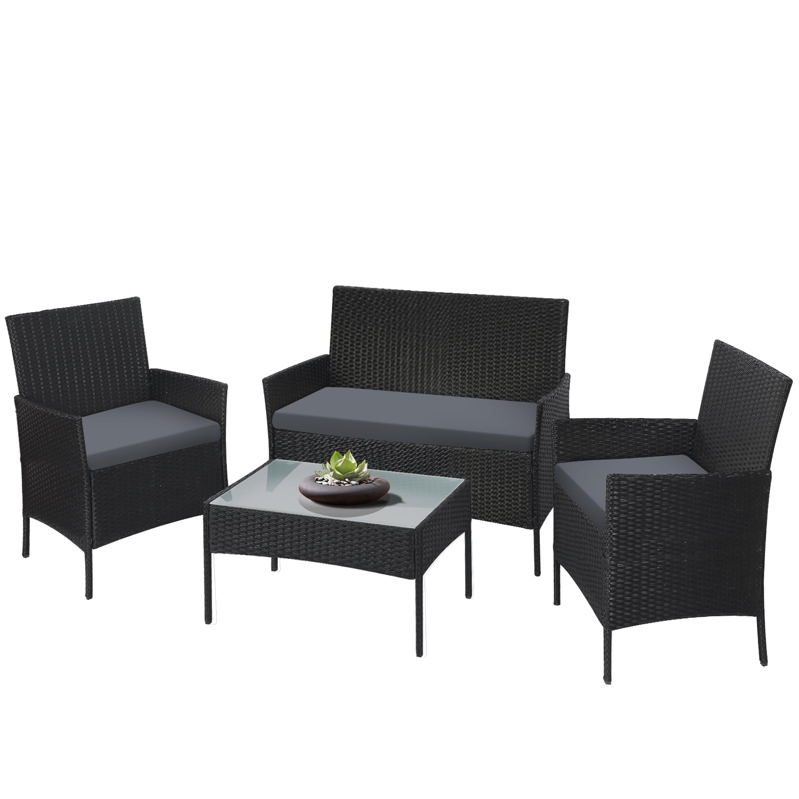 Livsip Garden 4PCS Outdoor Furniture Setting Patio Wicker Table Chair Lounge Set - Sunyee