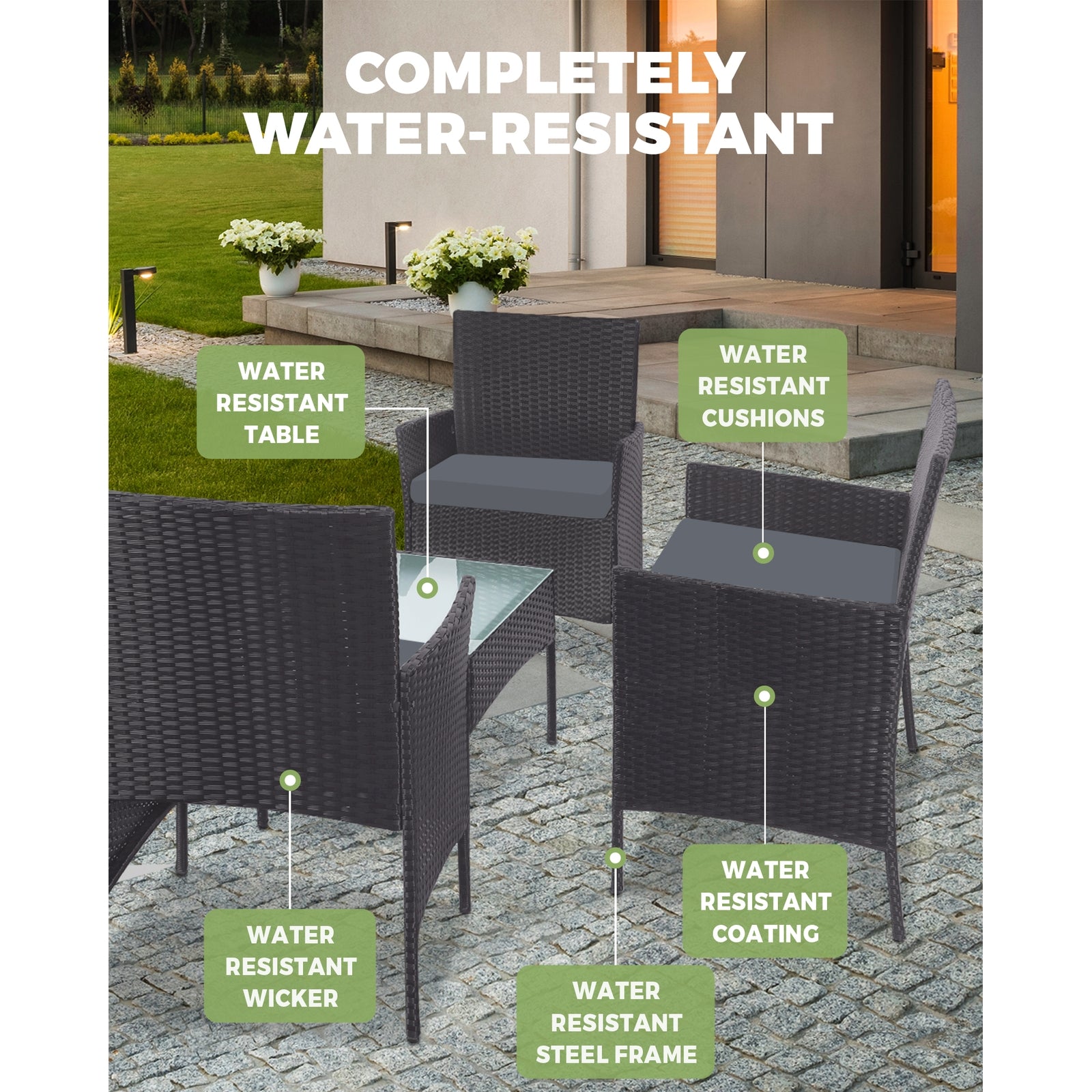 Livsip Outdoor Lounge Setting Garden Patio Furniture Wicker Chairs Table Rattan - Sunyee