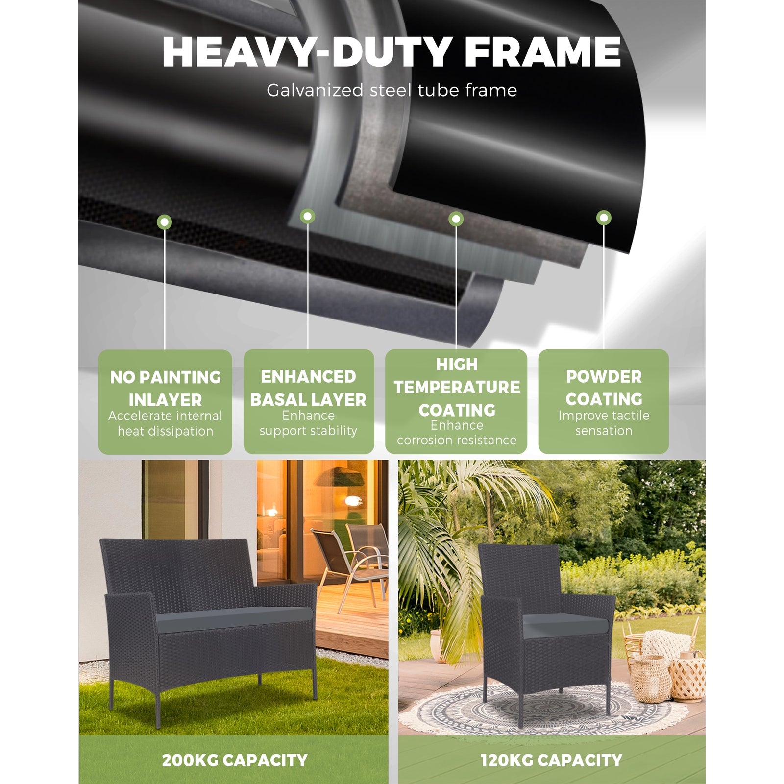 Livsip Outdoor Lounge Setting Garden Patio Furniture Wicker Chairs Table Rattan - Sunyee