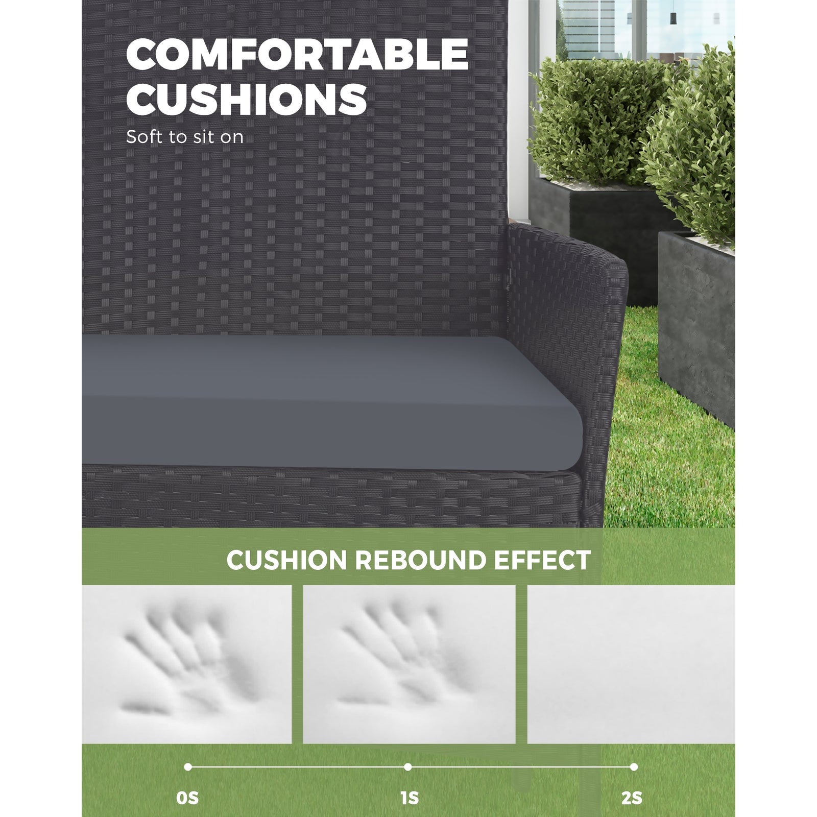 Livsip Outdoor Lounge Setting Garden Patio Furniture Wicker Chairs Table Rattan - Sunyee