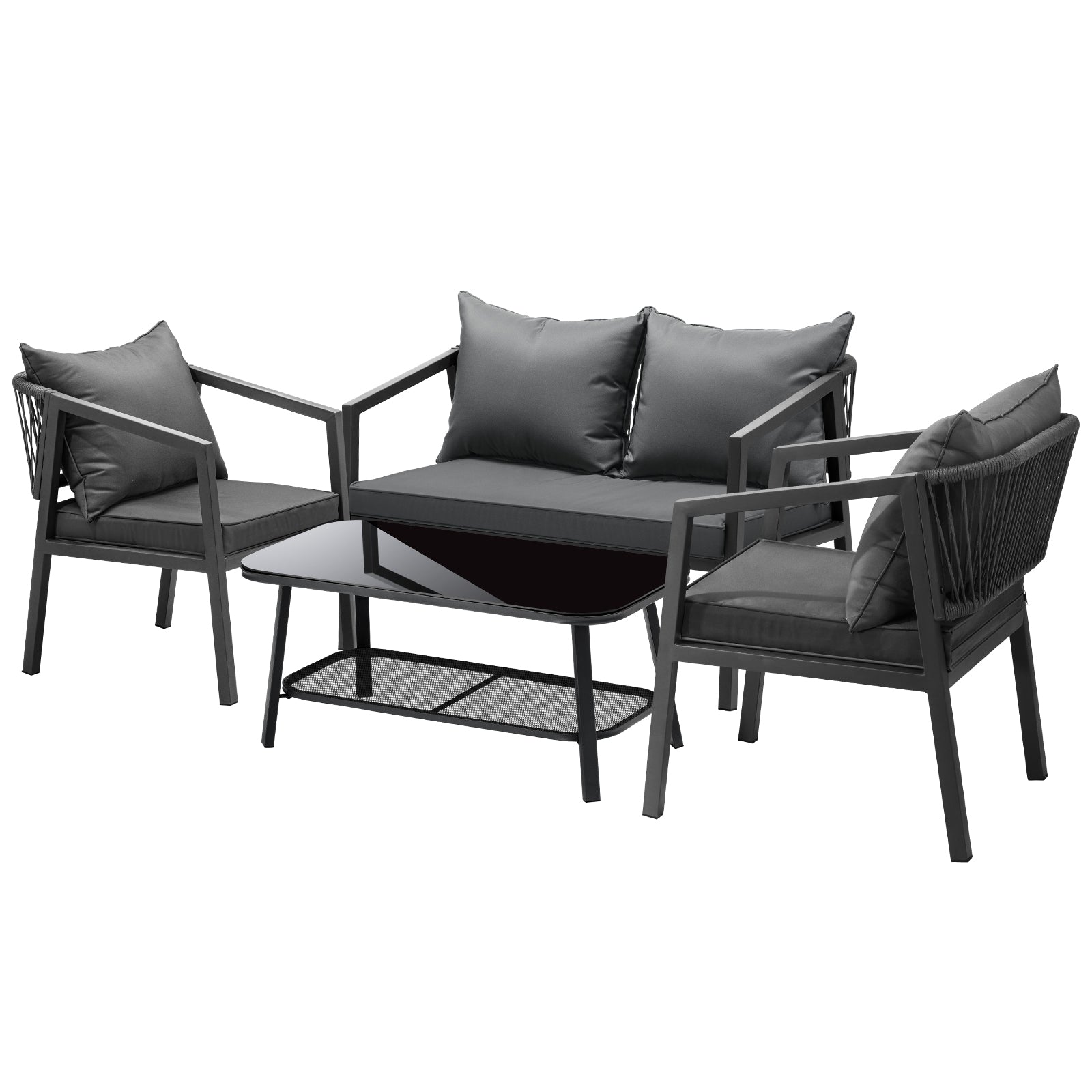 Livsip 4PCS Garden Outdoor Furniture Setting Lounge Patio Sofa Table Chairs Set - Sunyee