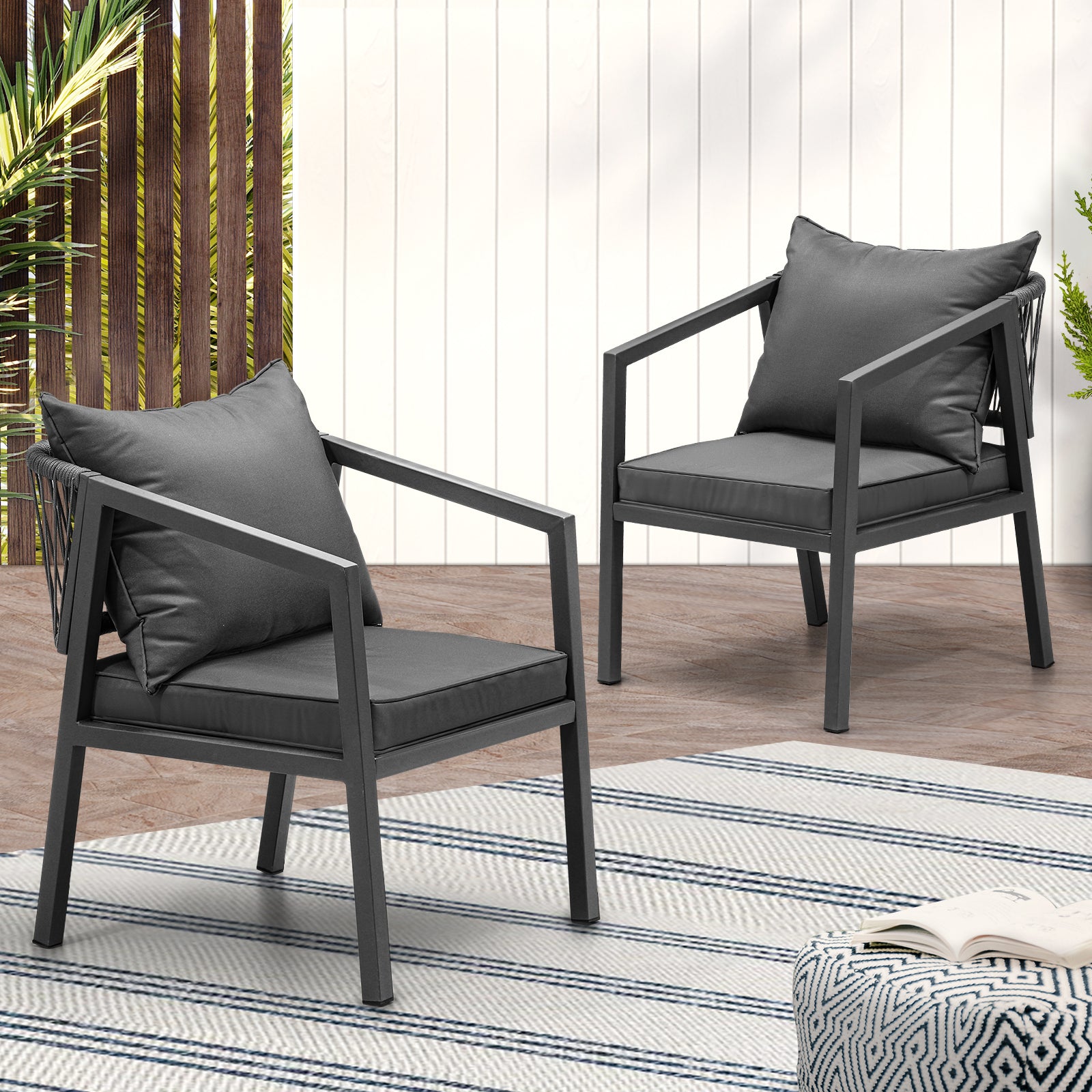Livsip 2PCS Outdoor Furniture Chairs Garden Patio Garden Lounge Set Steel Frame - Sunyee