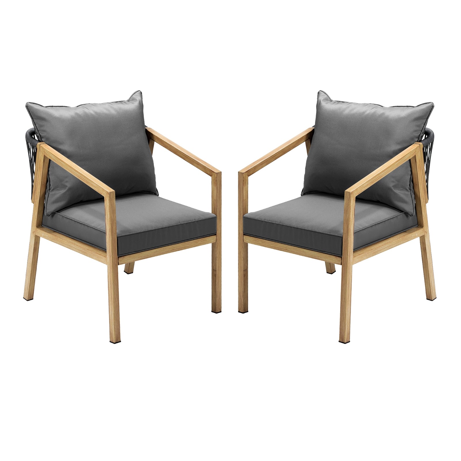 Livsip 2PCS Outdoor Furniture Chairs Garden Patio Lounge Set Steel Frame Beige - Sunyee