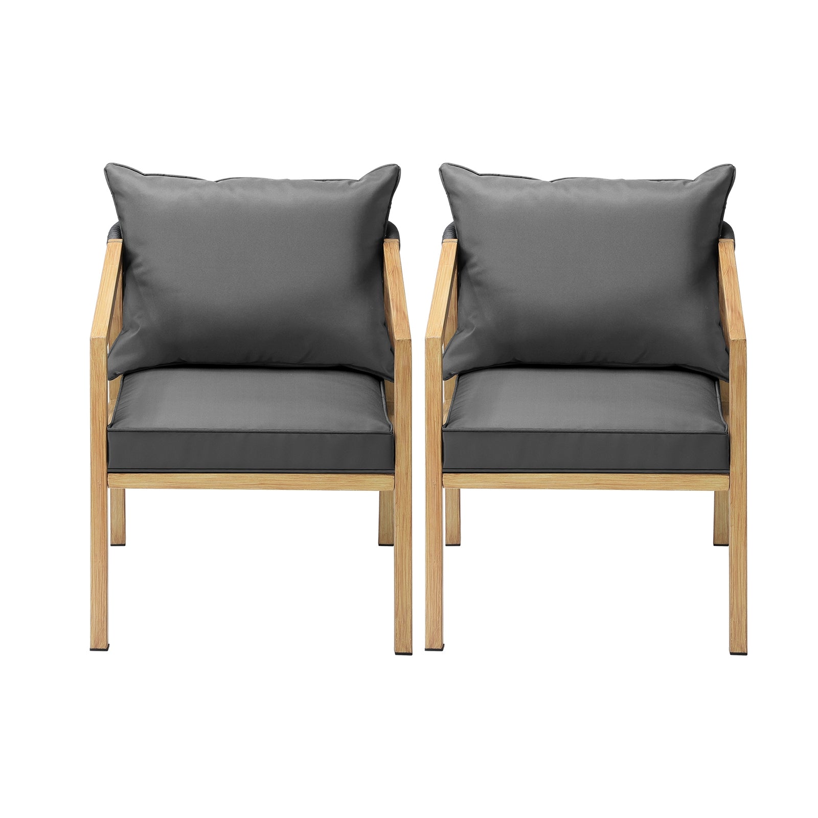 Livsip 2PCS Outdoor Furniture Chairs Garden Patio Lounge Set Steel Frame Beige - Sunyee