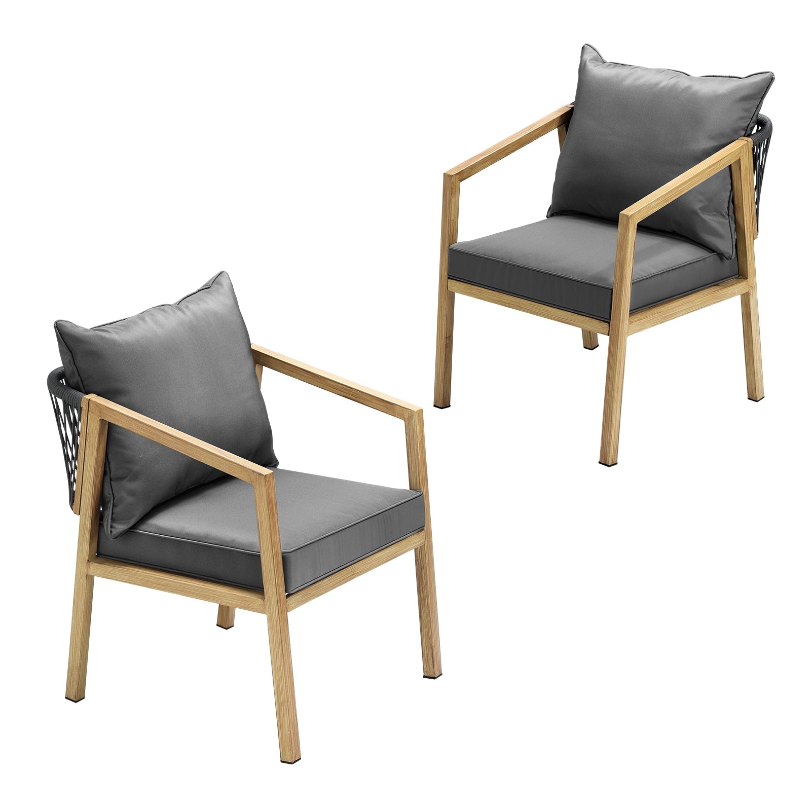 Livsip 2PCS Outdoor Furniture Chairs Garden Patio Lounge Set Steel Frame Beige - Sunyee