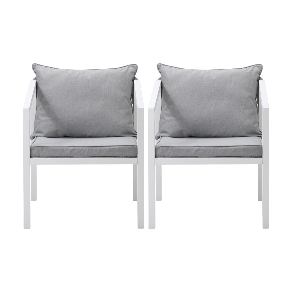 Livsip 2PCS Outdoor Furniture Chairs Garden Patio Lounge Set Steel Frame White - Sunyee