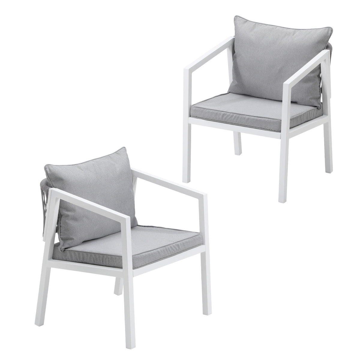 Livsip 2PCS Outdoor Furniture Chairs Garden Patio Lounge Set Steel Frame White - Sunyee