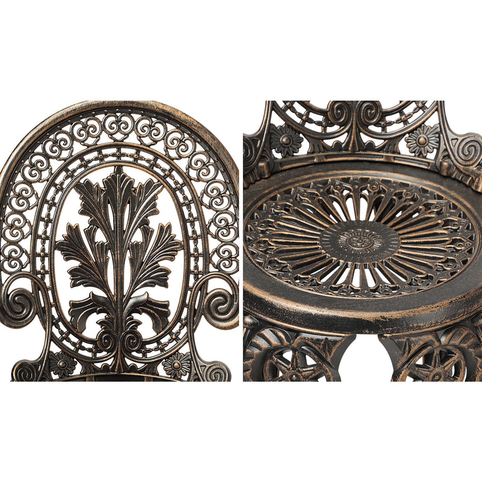 Livsip Outdoor Furniture Bistro Set 3pcs Chair Table Cast Aluminium Patio Garden - Sunyee