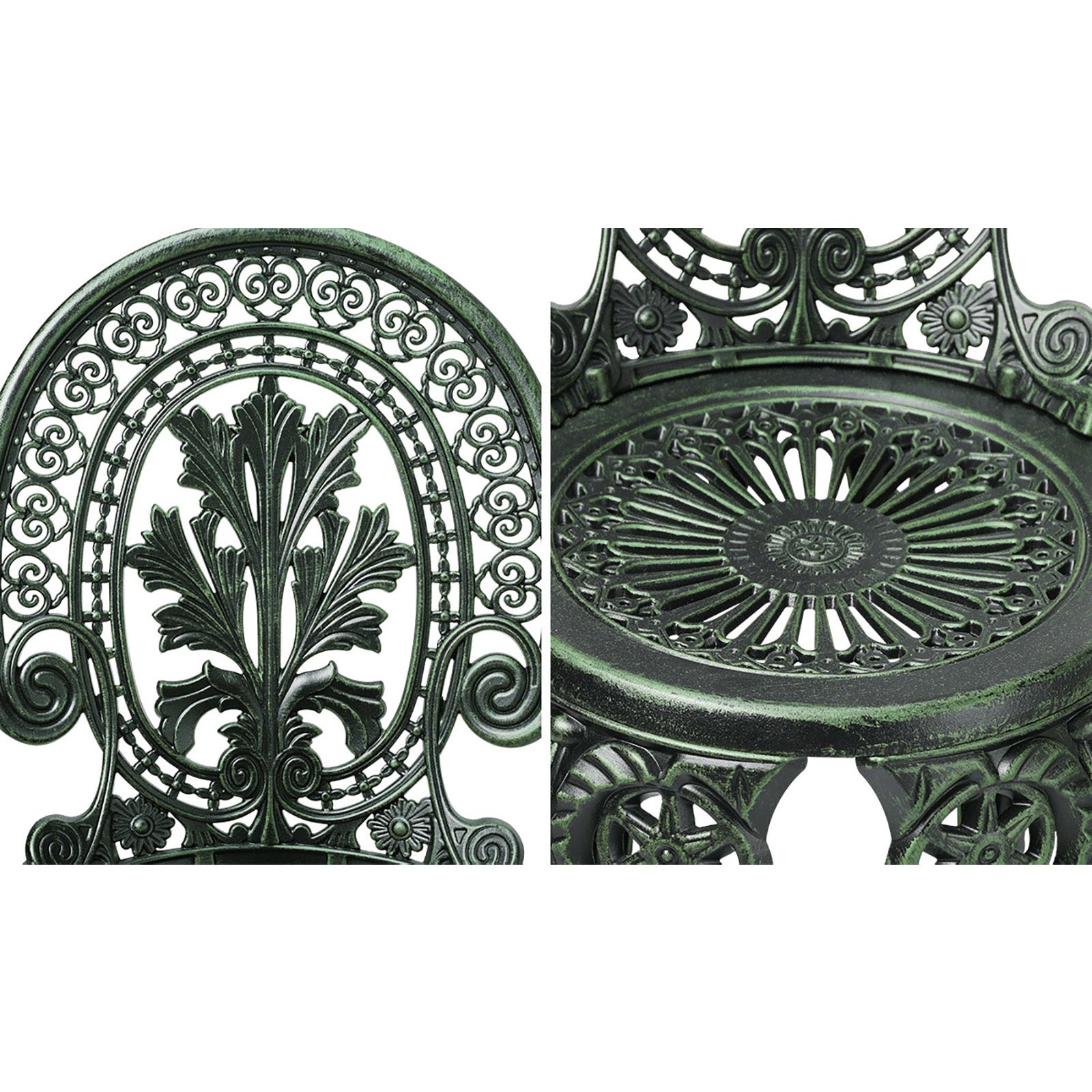 Livsip Bistro Setting Outdoor Cast Aluminium Table Chair Garden Furniture 3Piece - Sunyee