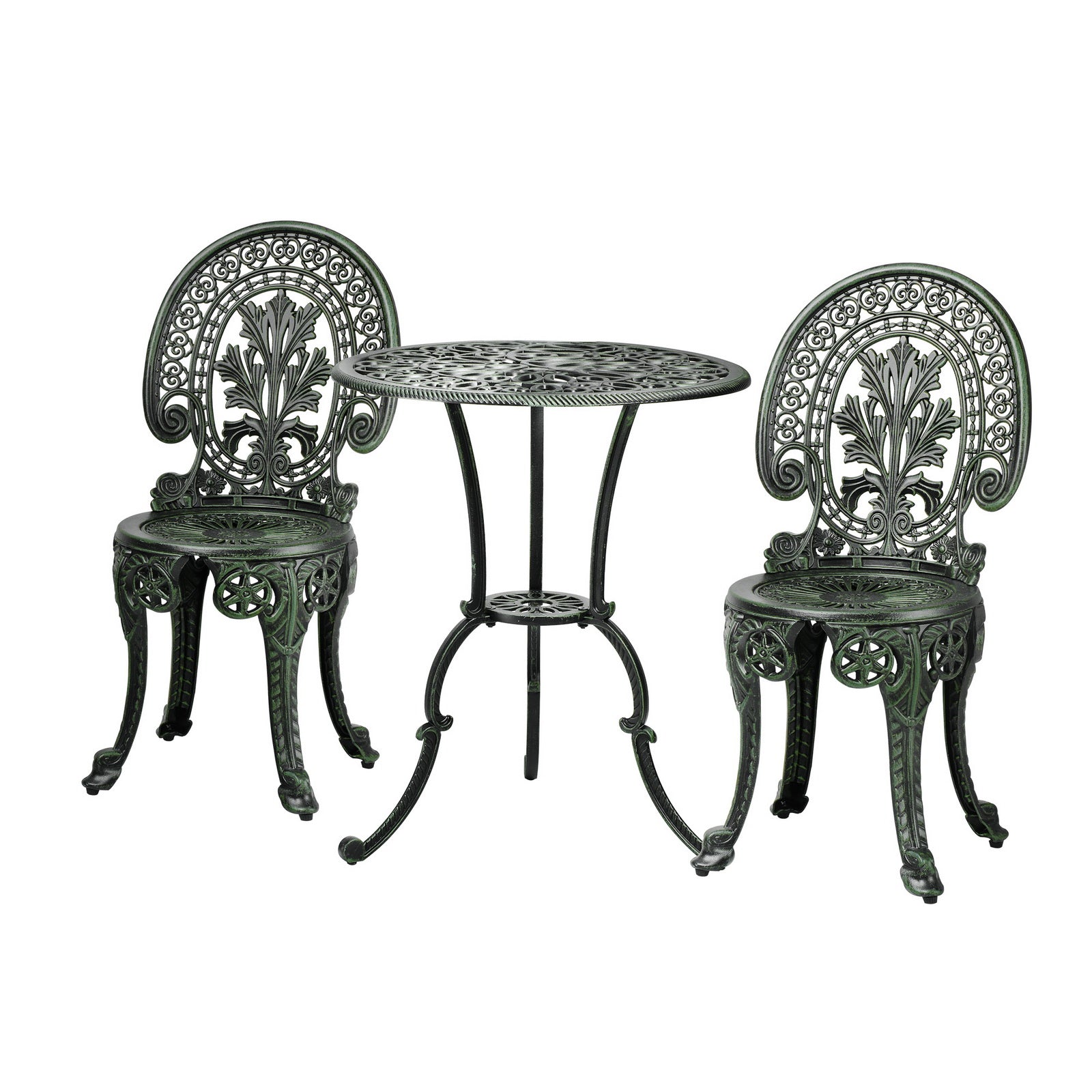 Livsip Bistro Setting Outdoor Cast Aluminium Table Chair Garden Furniture 3Piece - Sunyee