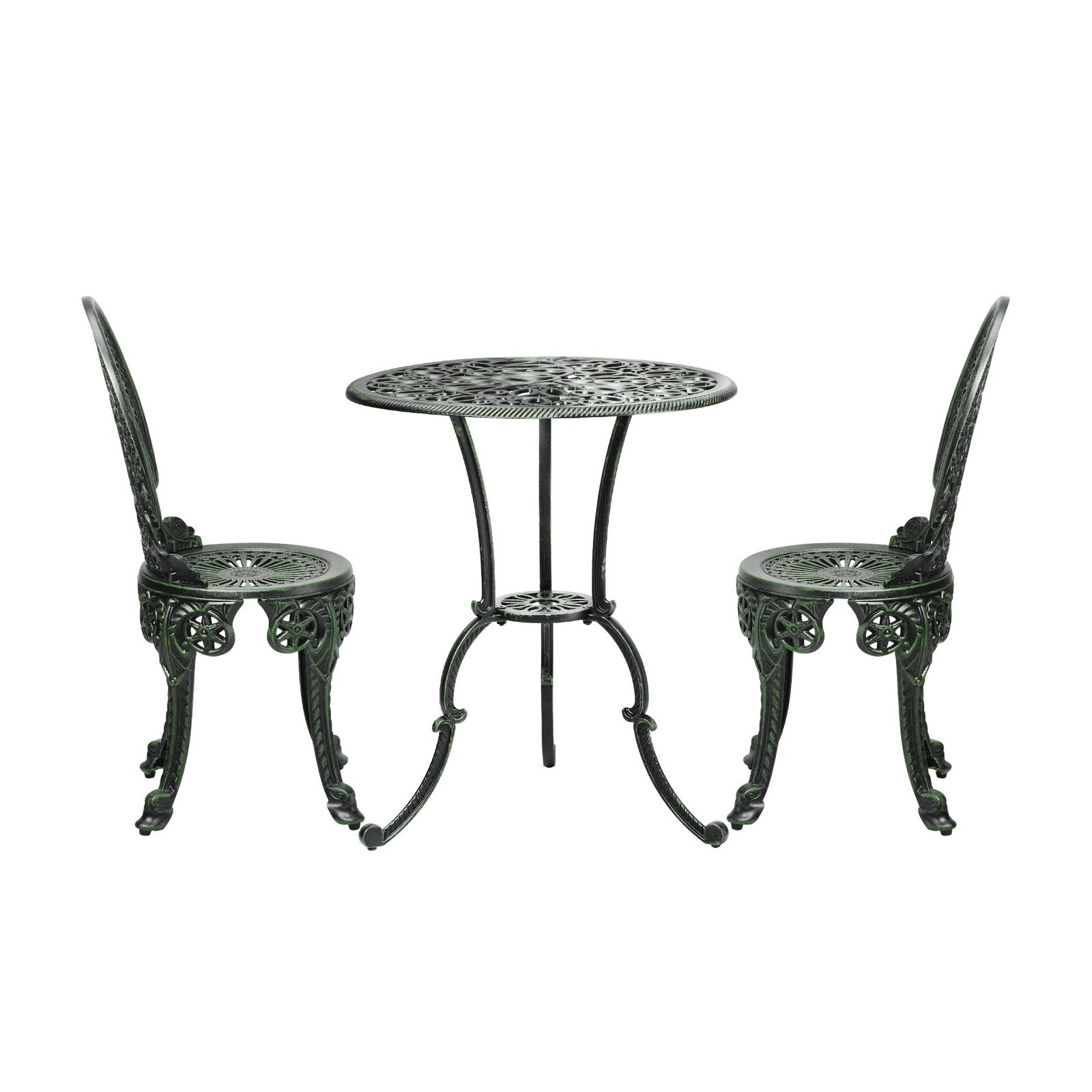 Livsip Bistro Setting Outdoor Cast Aluminium Table Chair Garden Furniture 3Piece - Sunyee
