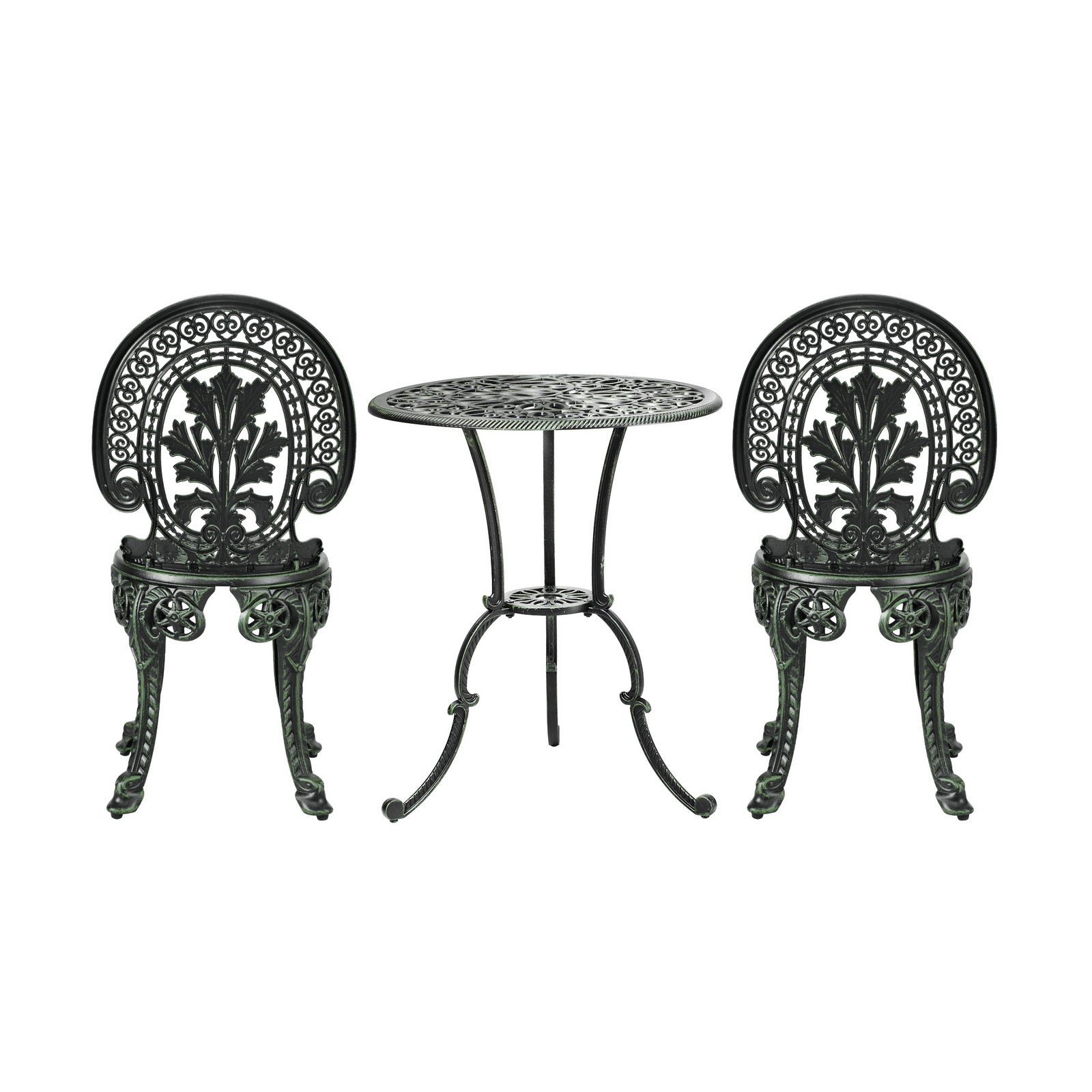 Livsip Bistro Setting Outdoor Cast Aluminium Table Chair Garden Furniture 3Piece - Sunyee