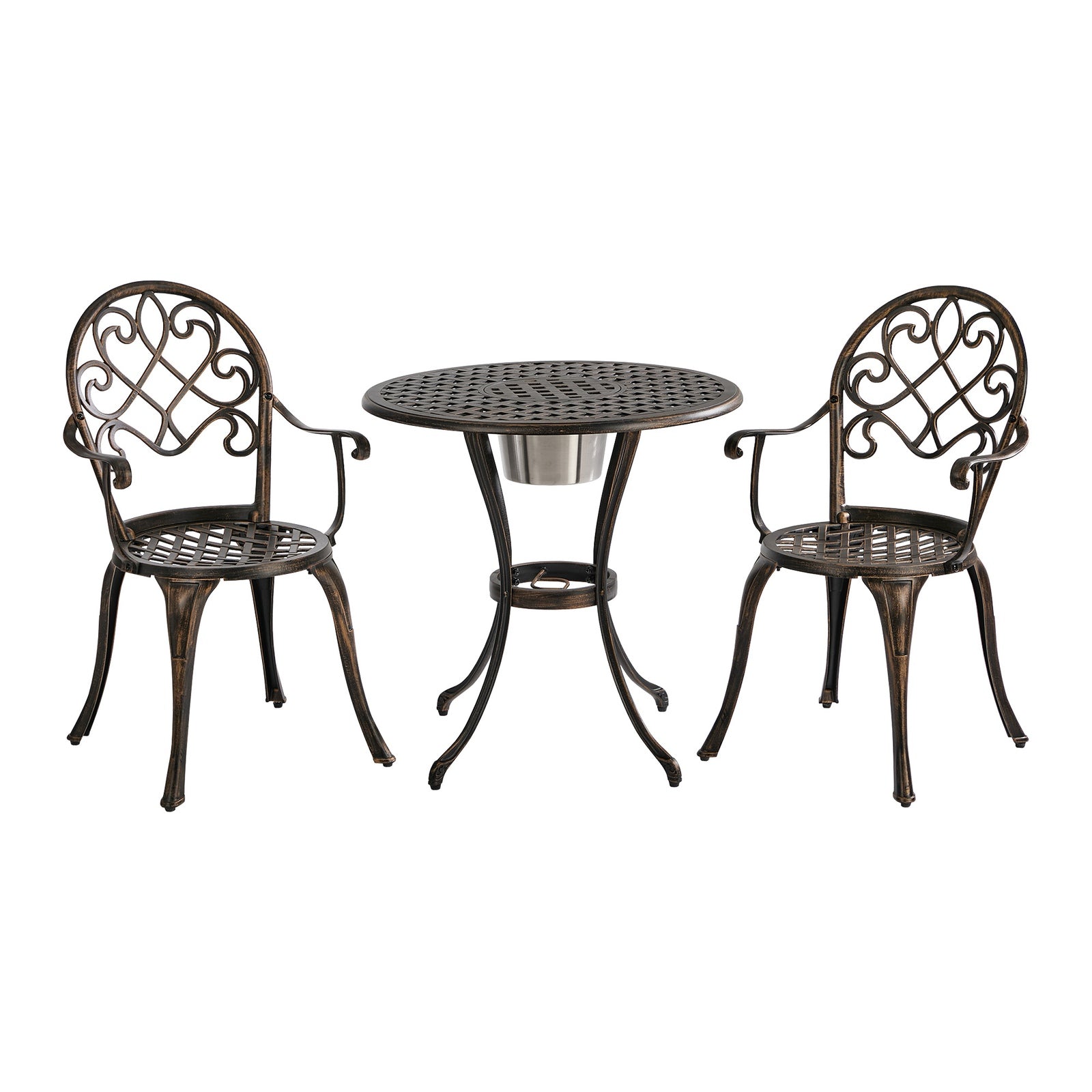 Livsip 3 Pieces Outdoor Patio Set Table Chairs Bistro Setting Cast Aluminium